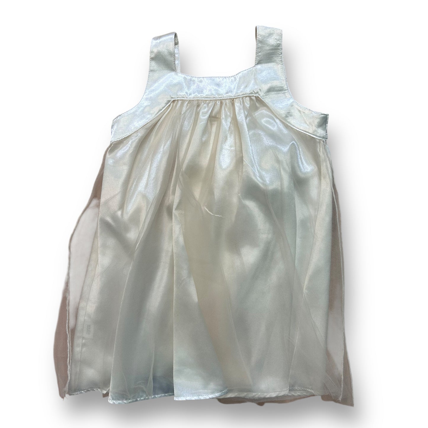 Flower Girl Dress Size 3 Toddler Sleeveless Ivory Satin with Tulle Overlay
