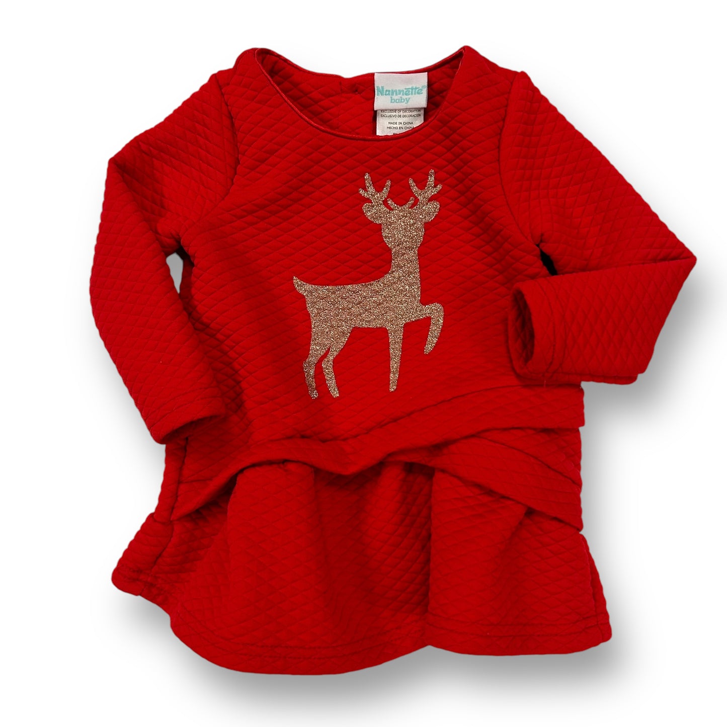 Girls Nannette Size 12 Months Red Long Sleeve Ruffle Reindeer Top