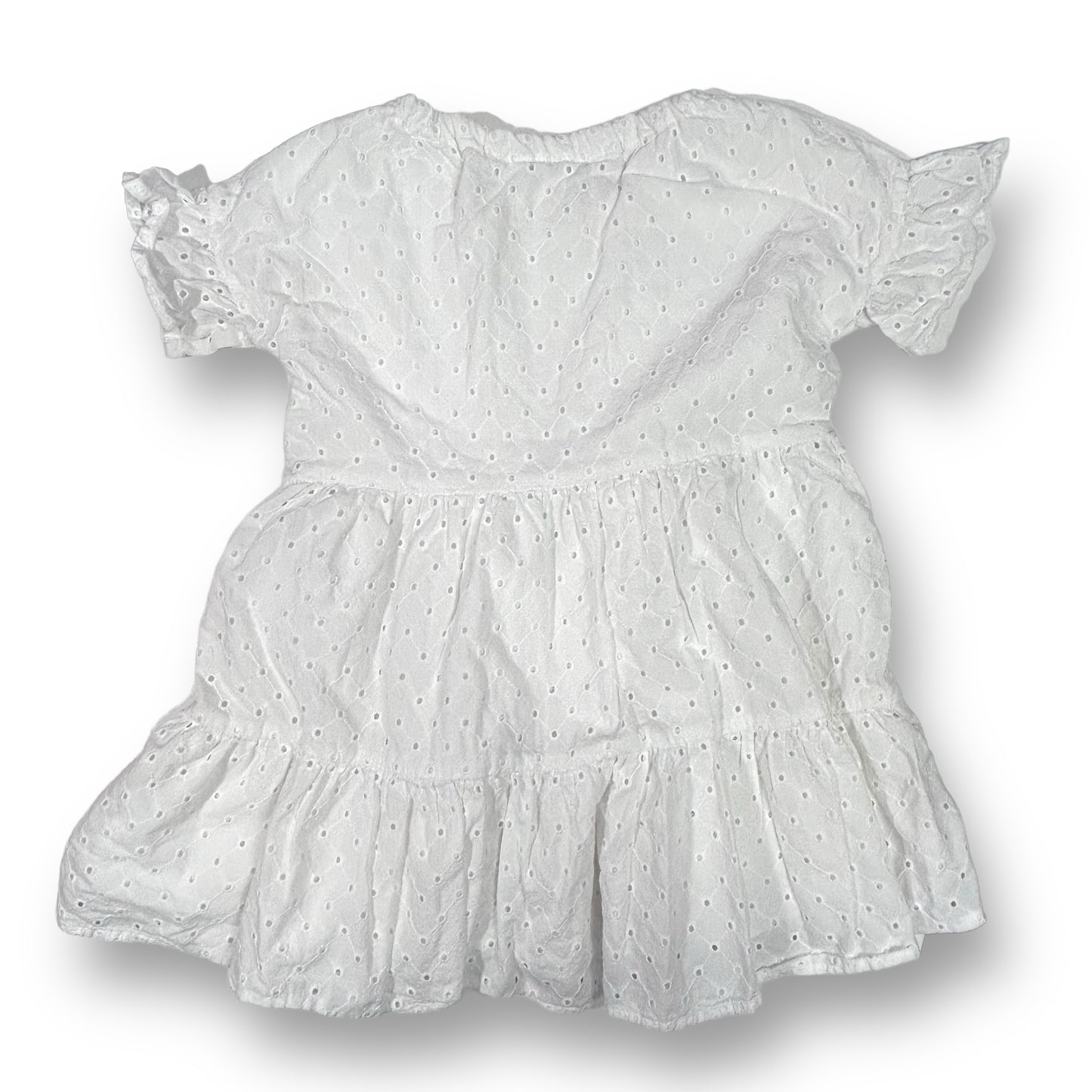 Gymboree Girls Size 3 Toddler White 100% Cotton Dress with Eyelet Pattern