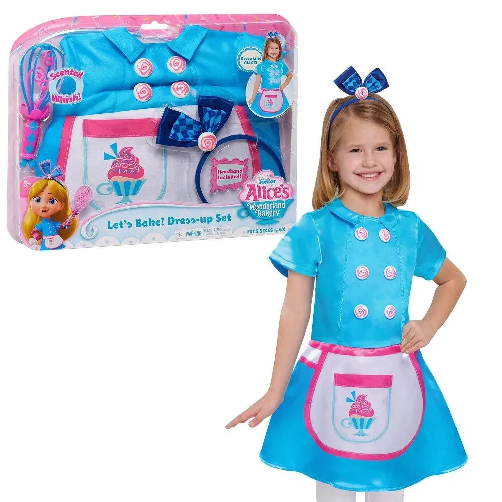 NEW! Disney Junior Alice's Wonderland Bakery Let's Bake! Size 4-6X Dress-Up Set