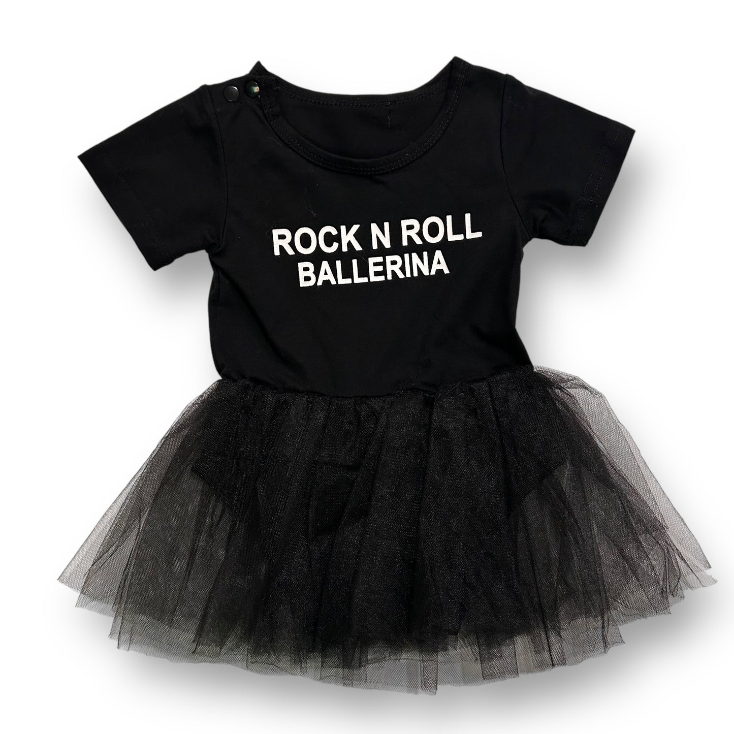 Girls Size 12 Months Black Tulle Overlay Dress Rock N Roll Ballerina Romper
