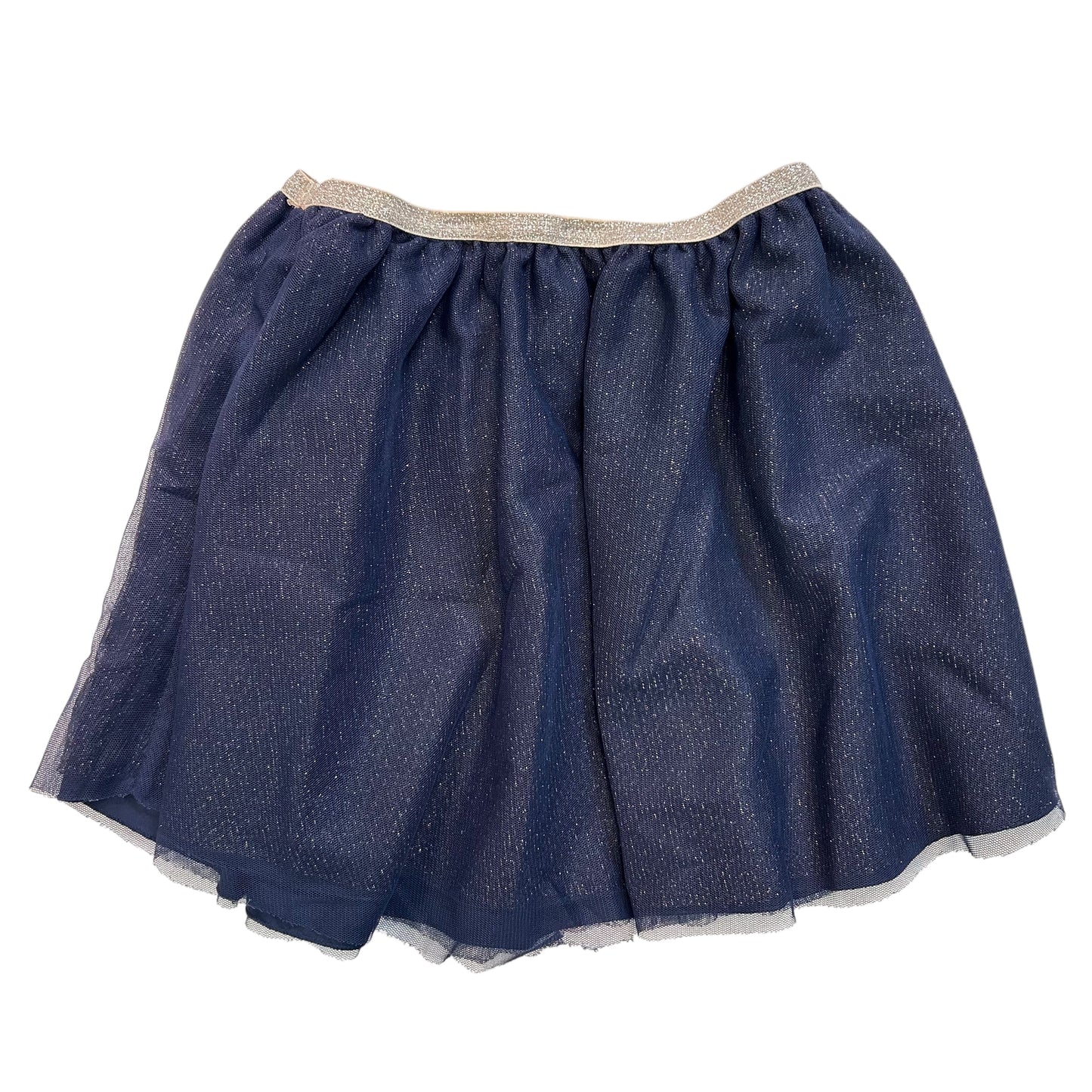 Youth Girls Size 10/12 Shimmery Navy Tulle Pull On Skirt with Elastic Waist