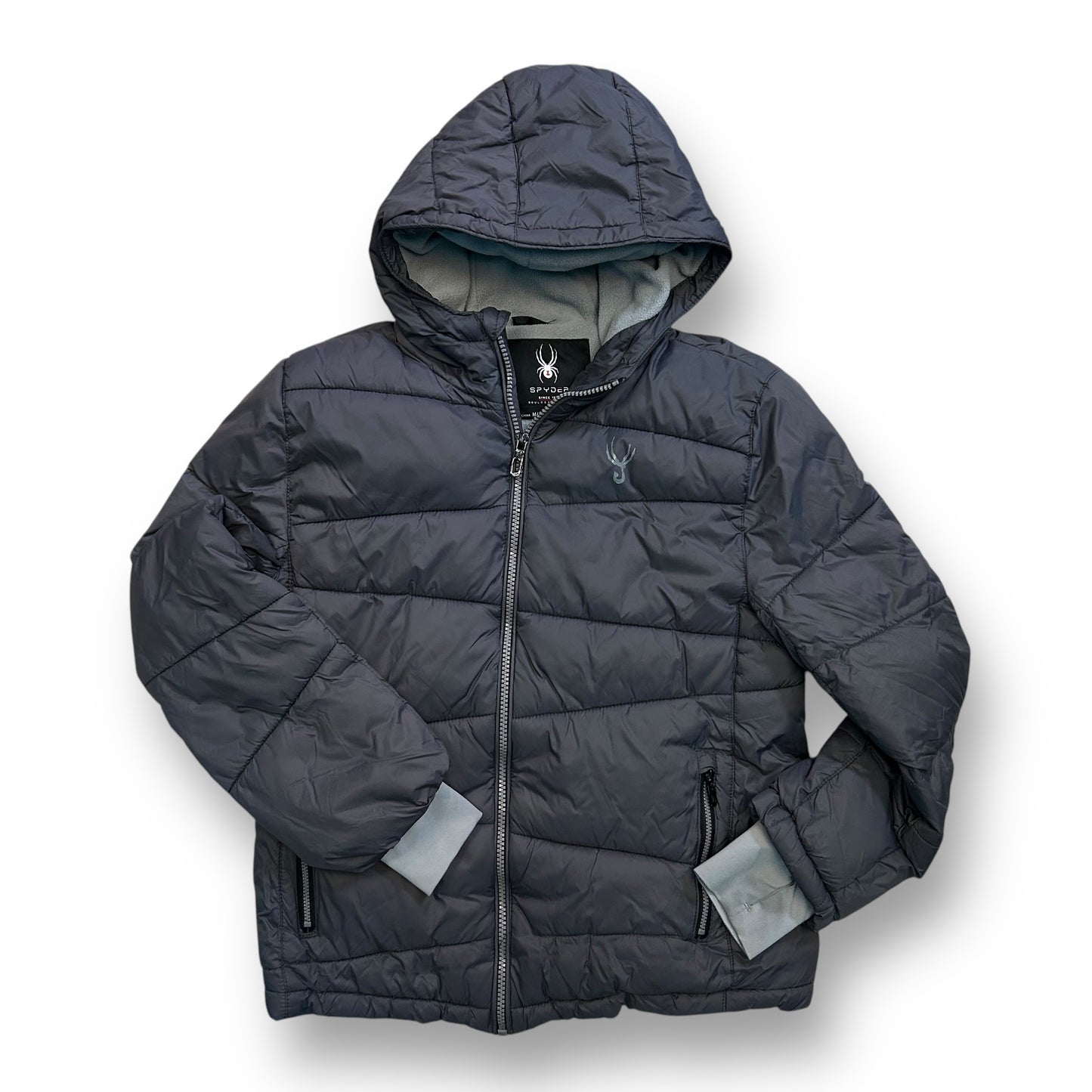 Spyder Puffer Jacket Youth Boys Size 10/12 YMD Gray Winter Coat