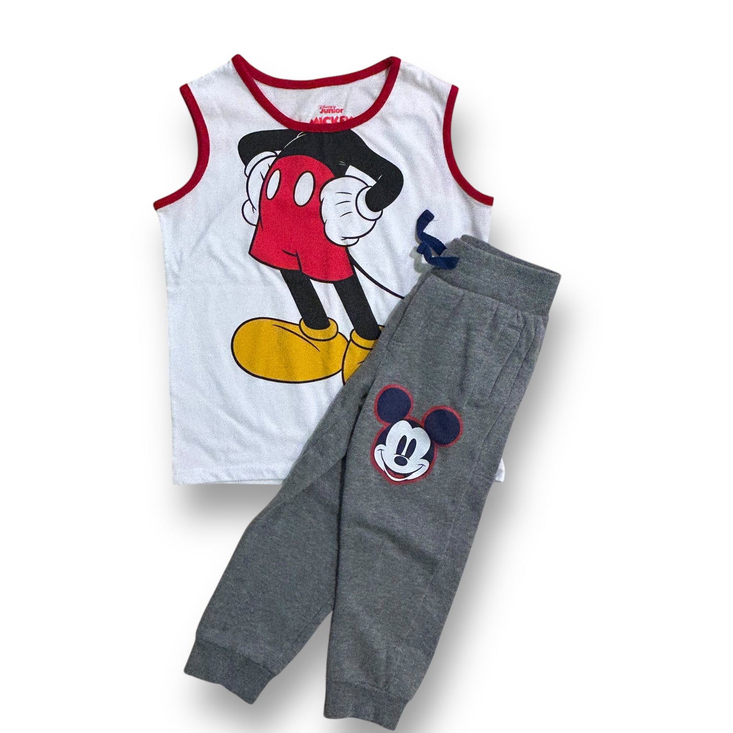 Boys Size 4 Mickey Mouse Outfit 2-Pc Tank and Gray Sweatpants Set