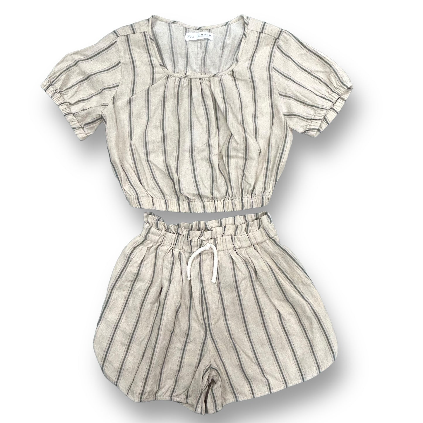 Zara Girls Size 10/12 Youth Outfit Elastic Waist Boho Shorts & Top 2-Pc Set