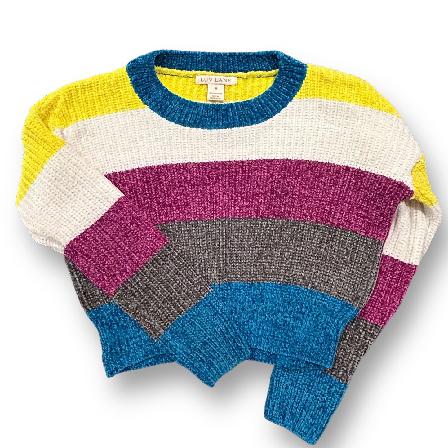 Youth Girls Size 14/16 Striped Chenille Soft Cropped Sweater