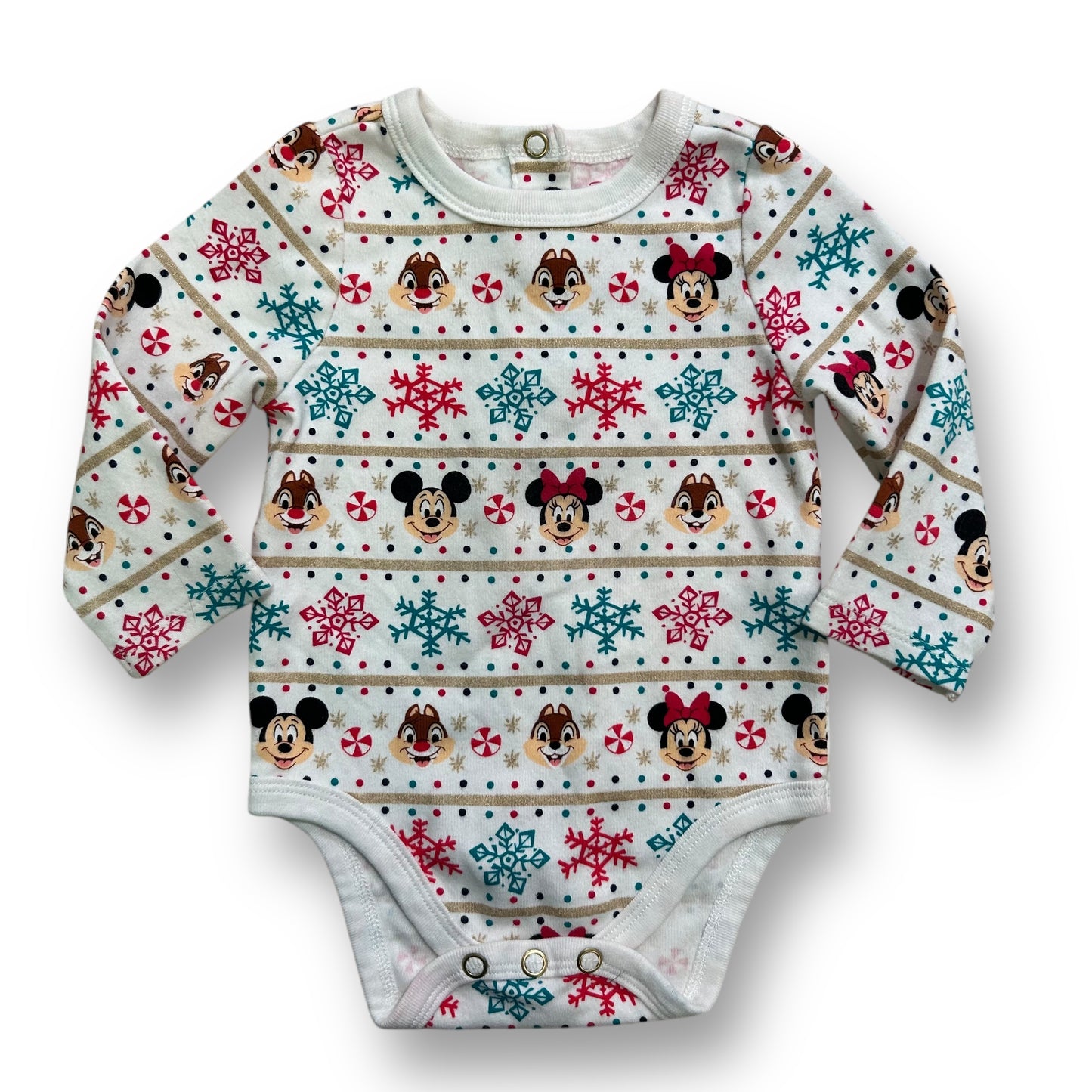 Disney Baby Girls Size 9-12 Months Mickey and Minnie Mouse Christmas Bodysuit