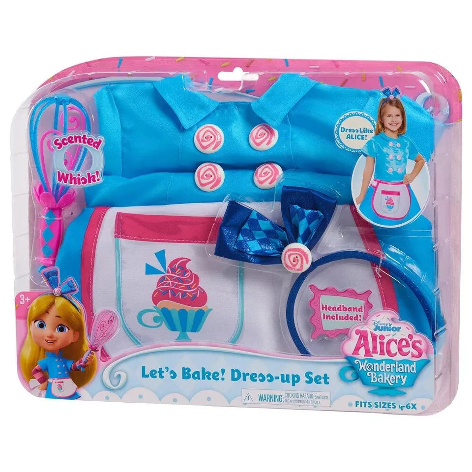 NEW! Disney Junior Alice's Wonderland Bakery Let's Bake! Size 4-6X Dress-Up Set