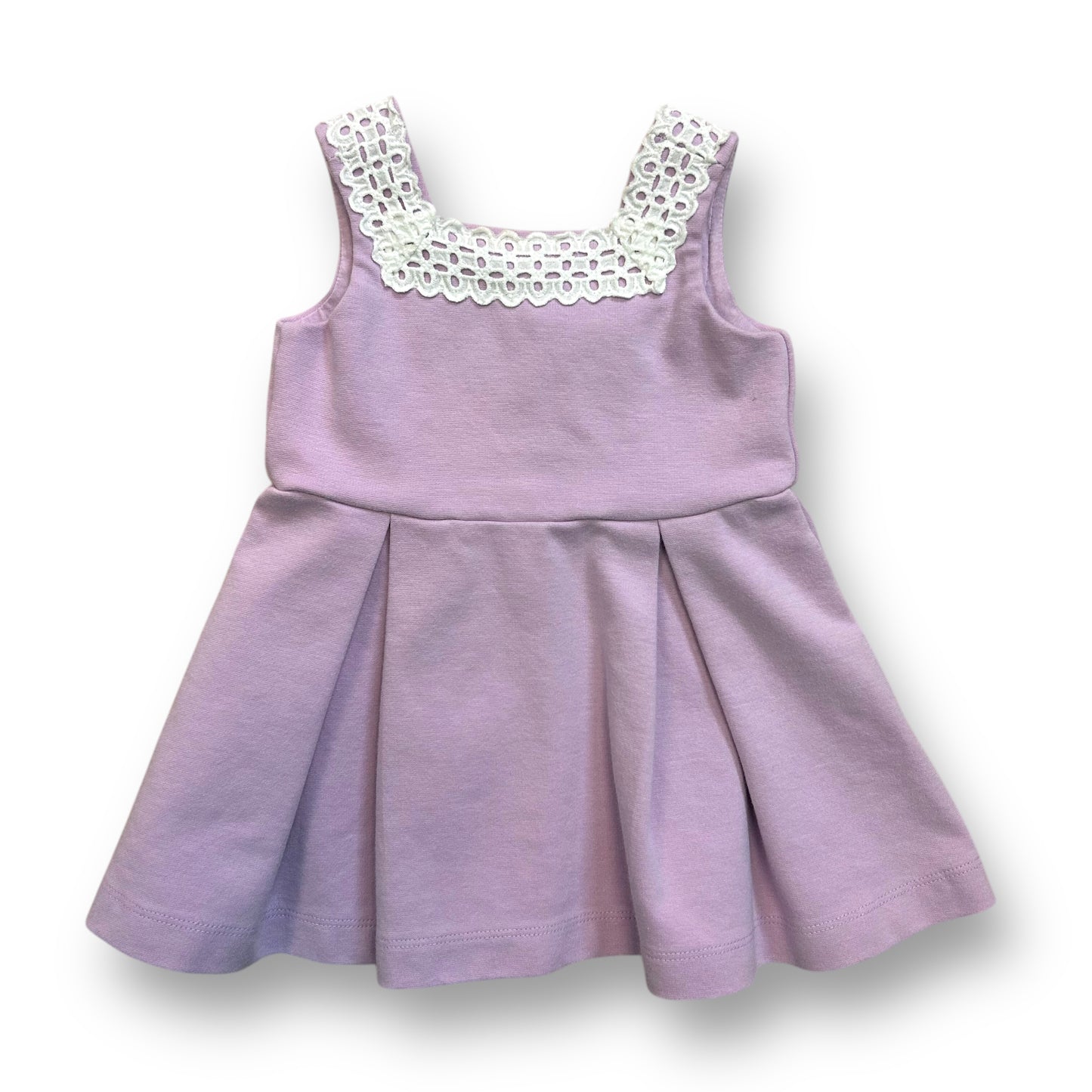 Janie and Jack Girls Dress Size 6-12 Months Lavender and Lace Pleated Sundress
