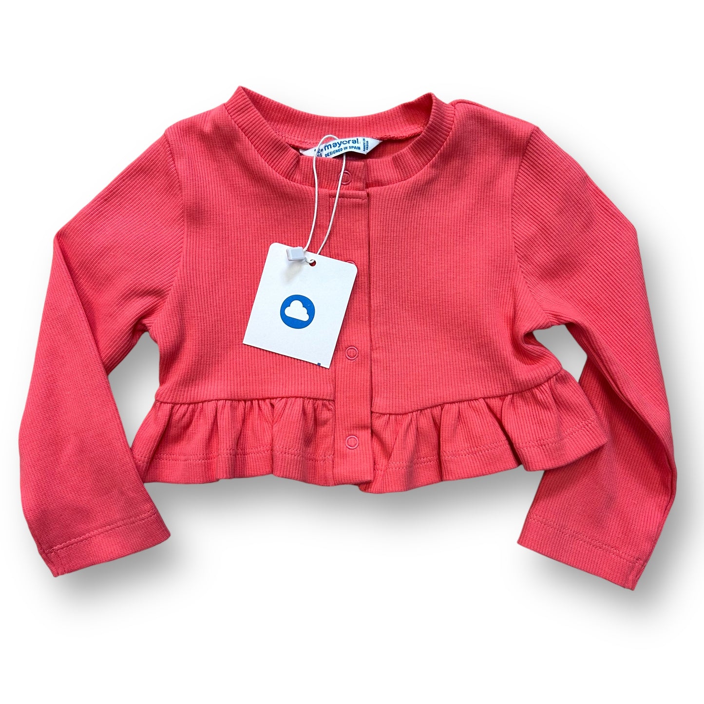 NEW! Mayoral Girls Size 12 Months Sweater Coral Long Sleeve Knit Cardigan