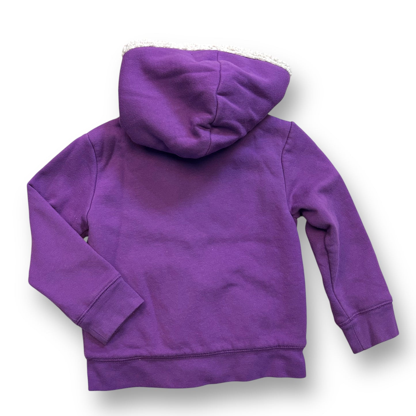 Lands End Girls Jacket Size 4 Sherpa Fleece Lined Full Zip Hoodie with Pockets