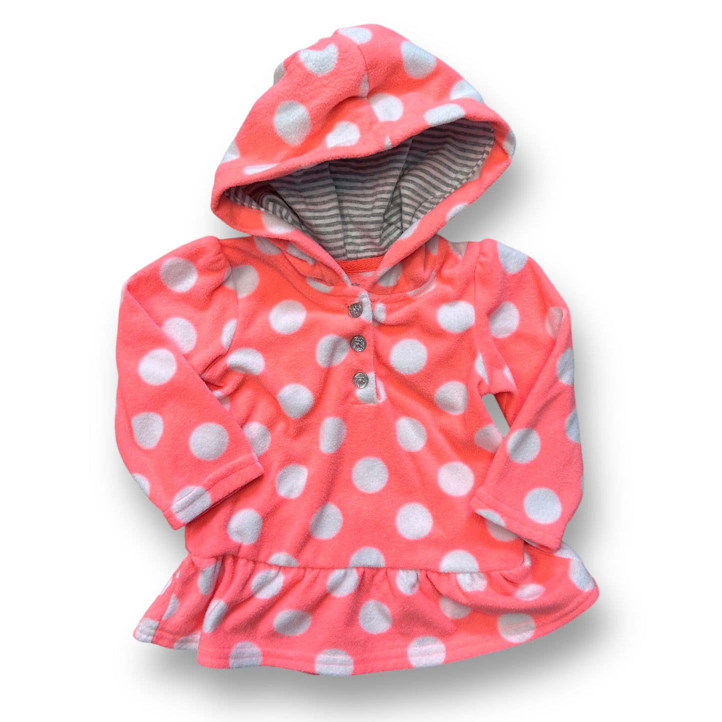 Carter's Girls Size 12 Months Sweatshirt Pink Polka Dot Fleece Pullover Hoodie