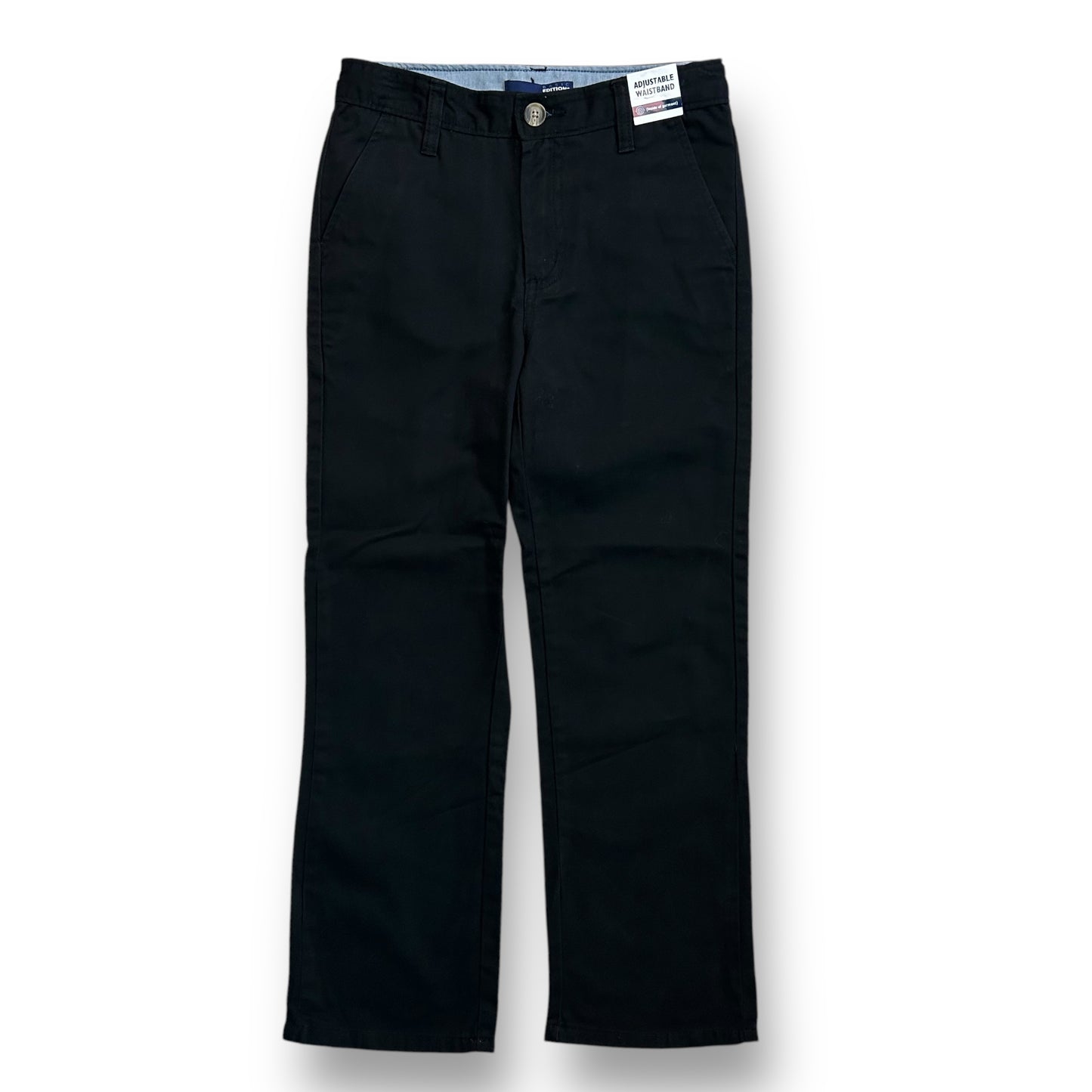 NEW! Boys Size 10 Youth Adjustable Waist Black Khaki Casual Dress Pants