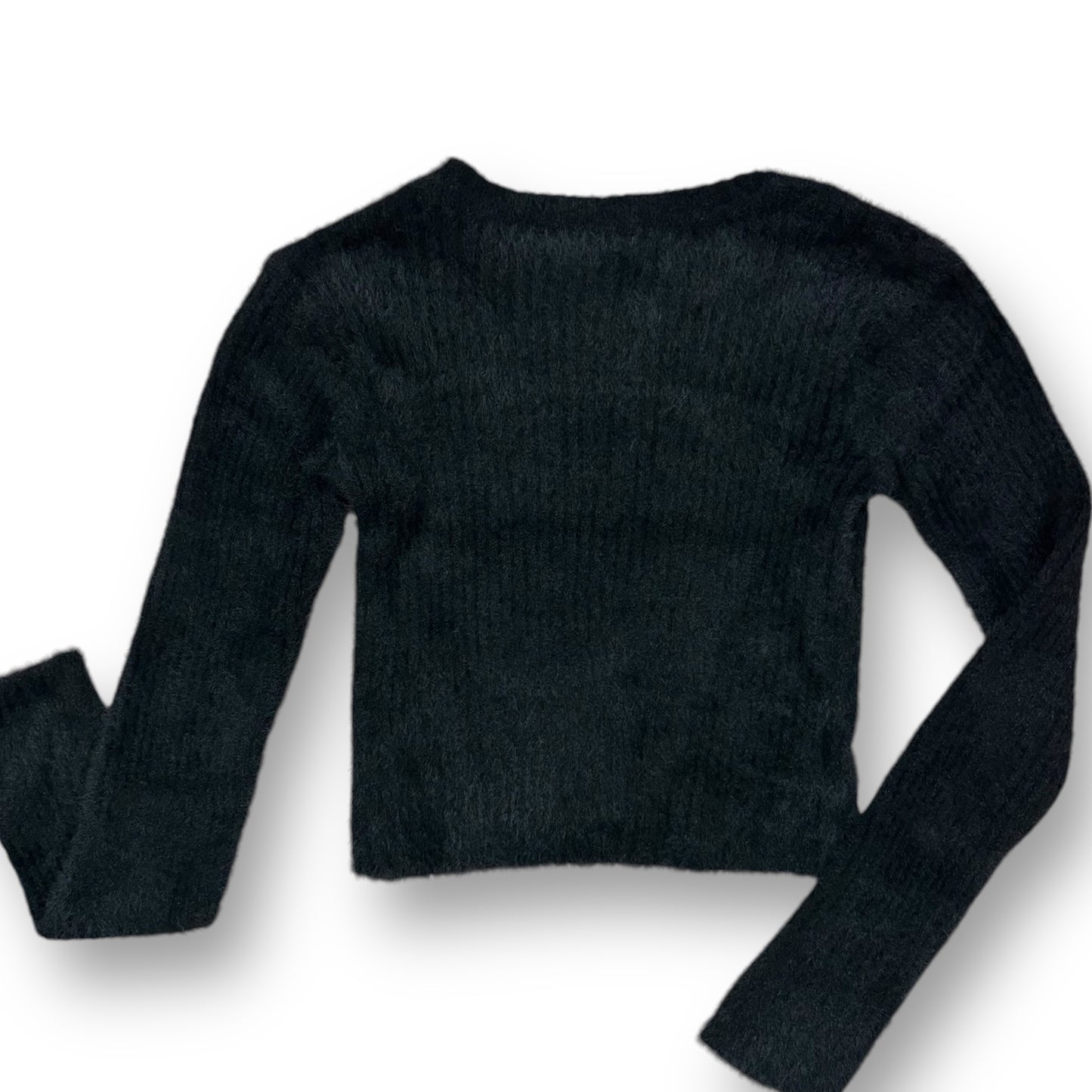 Girls Size 6/7 Black Soft Faux Fur Cropped Pullover Sweater