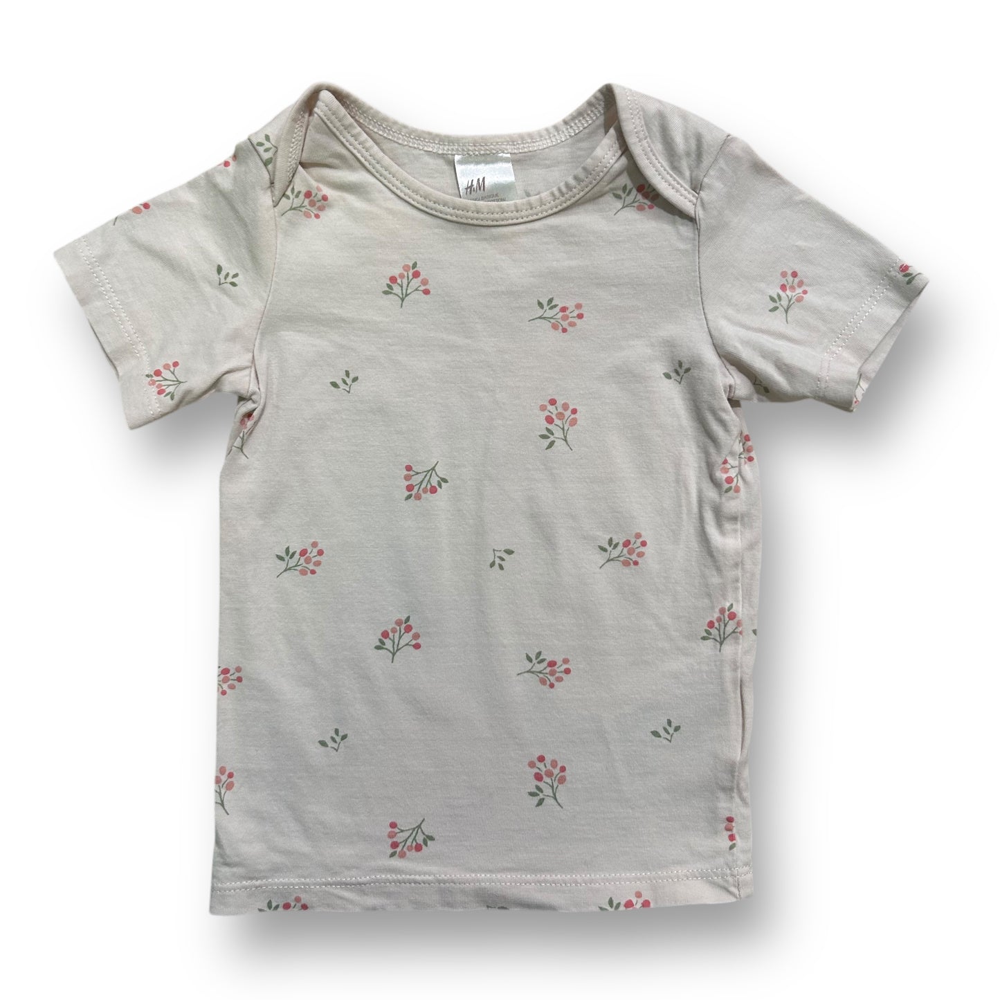 H&M Baby Girl Size 9 Months Floral Print Short Sleeve Top