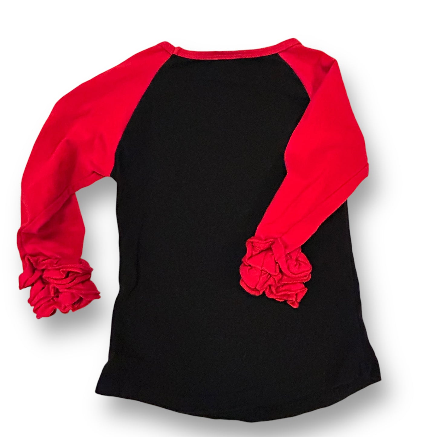 Boutique Girls Christmas Shirt Size 2T Shimmery Reindeer Ruffled Sleeve Top