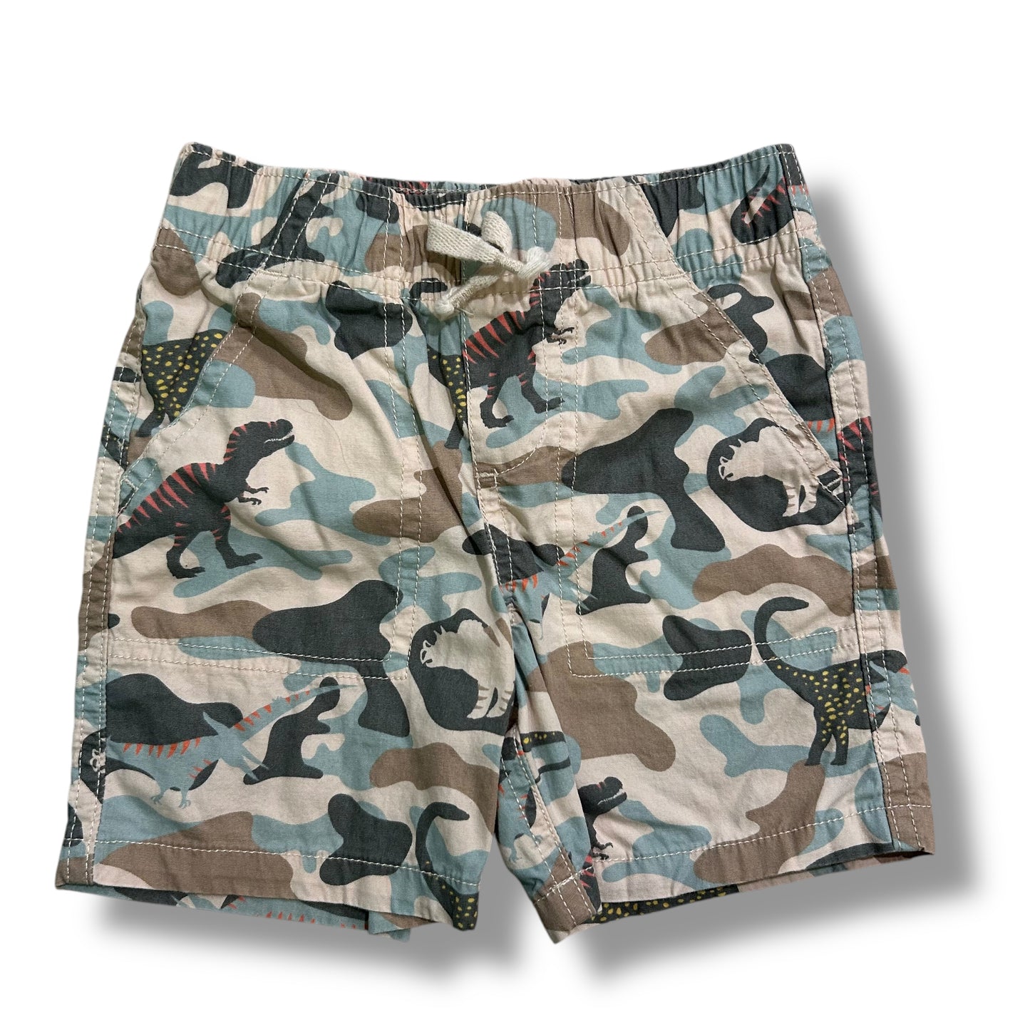 Boys Size 2T Toddler Khaki Camo Dinosaur Print Pull-On Shorts