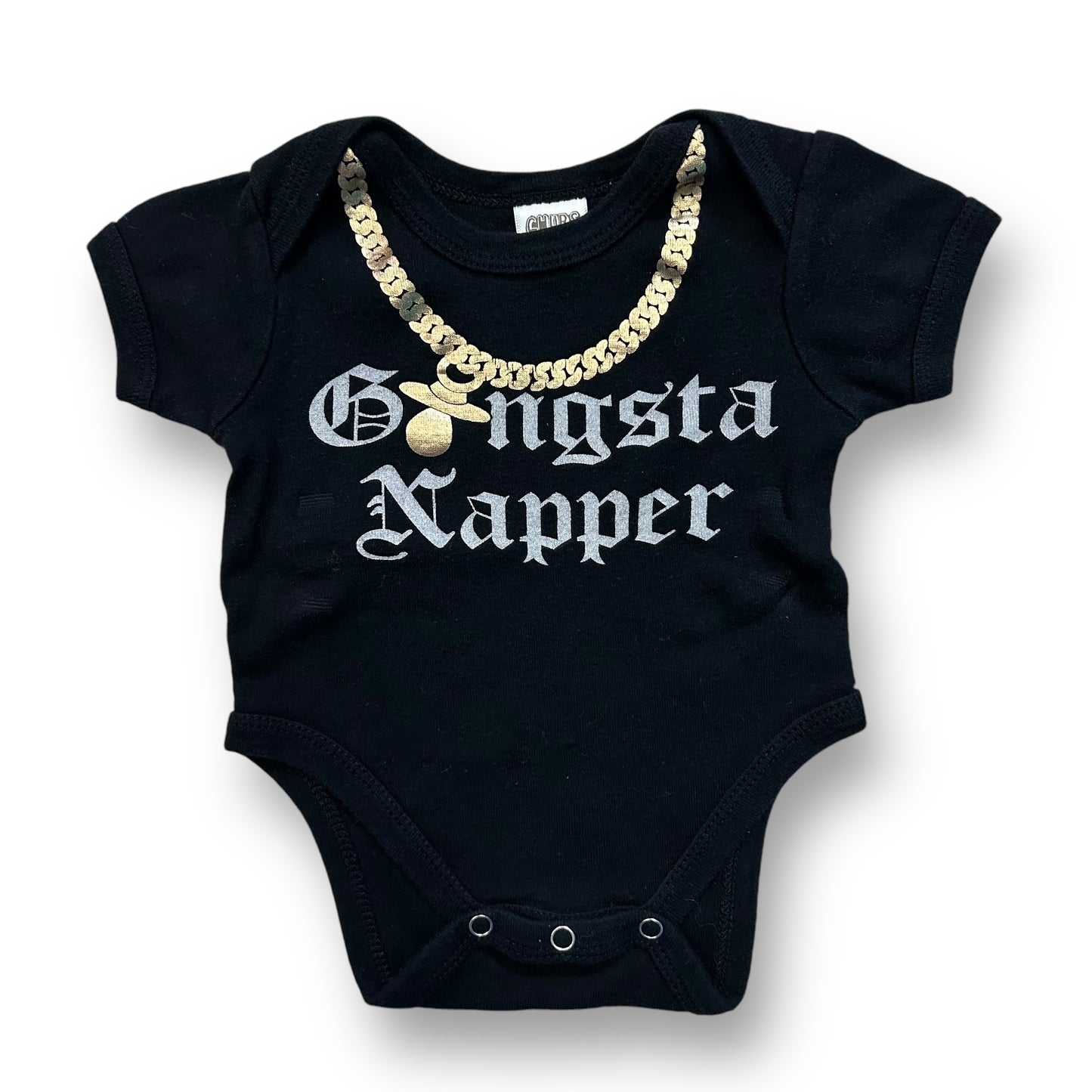 Baby Boy Black Bodysuit Size 3-6 Months Short Sleeve Snap Bottom Novelty