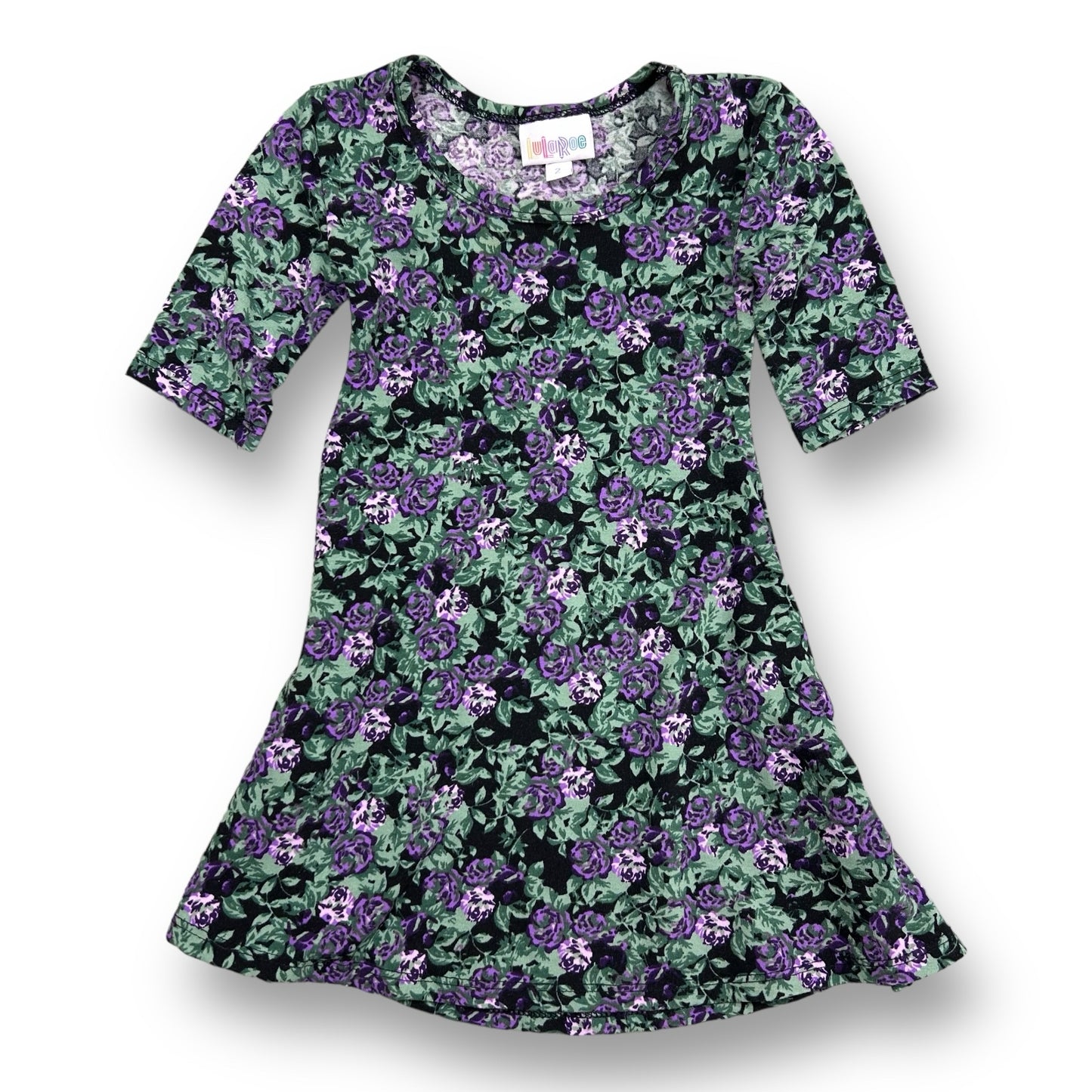 Lularoe Kids Size 2 Girls Floral Print 3/4 Sleeve Twirl Dress