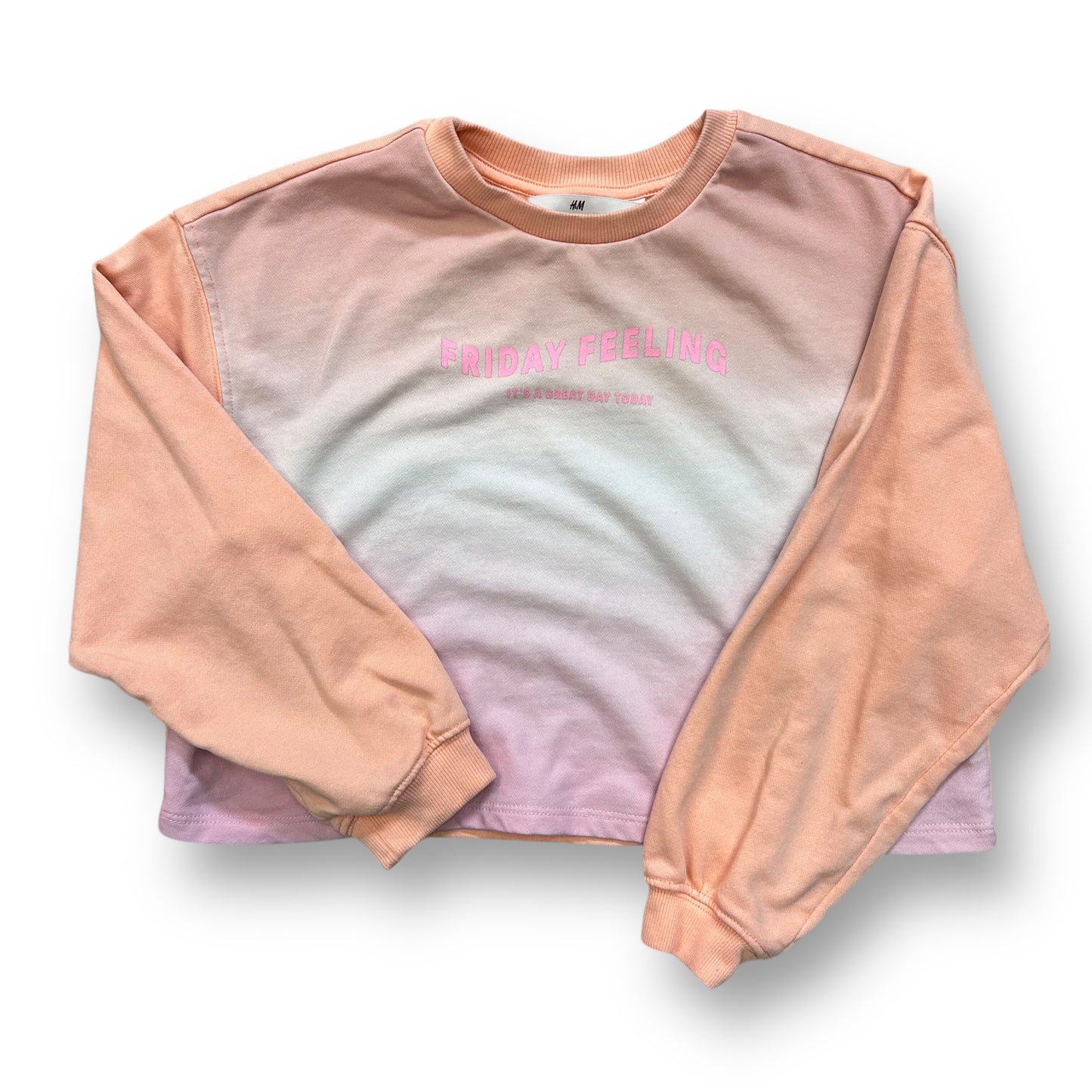 H&M Youth Girl Size 10 Pastel Tie-Dye Friday Feeling Cropped Pullover