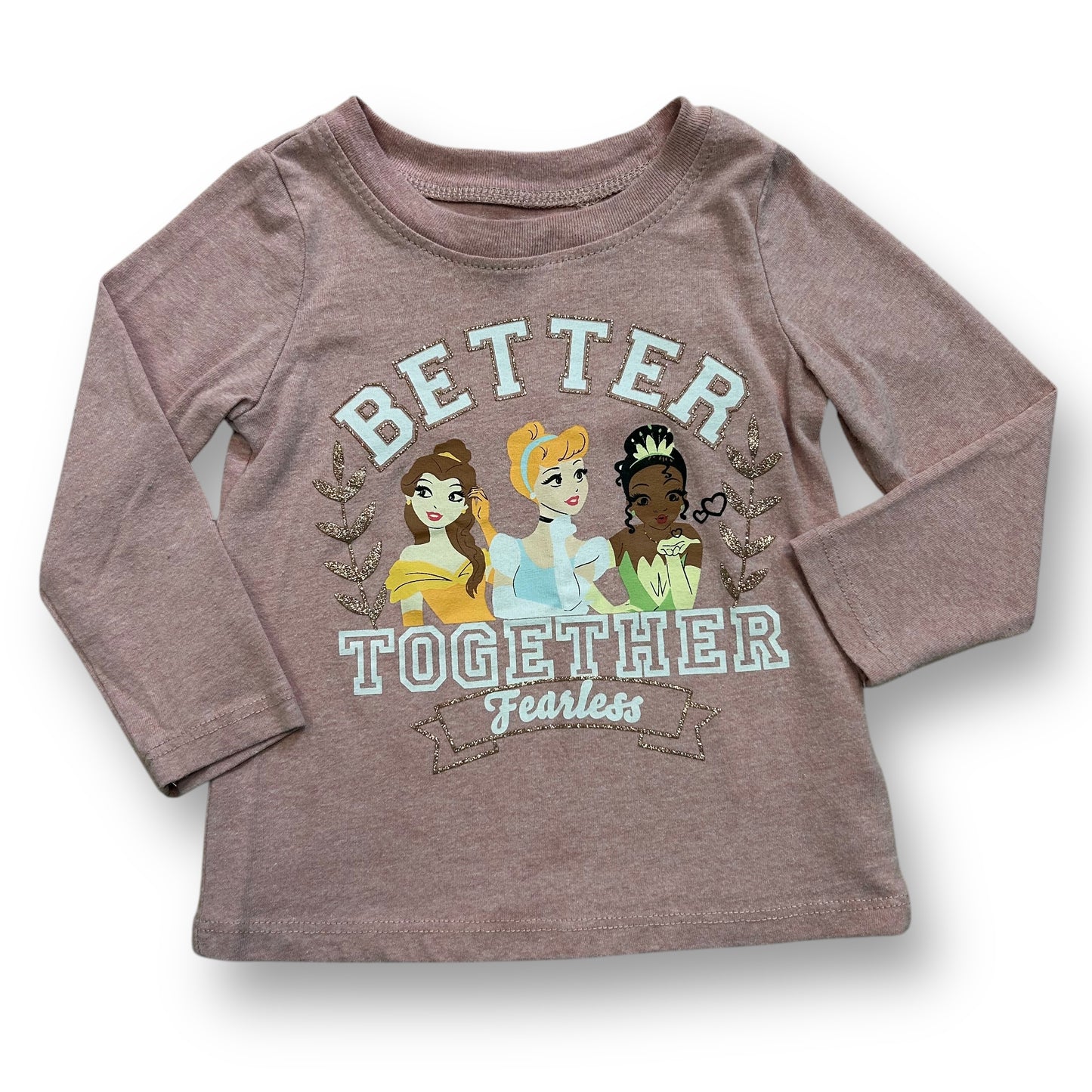 Disney Princess Shirt Girls Size 2T Better Together Pink Long Sleeve Tee