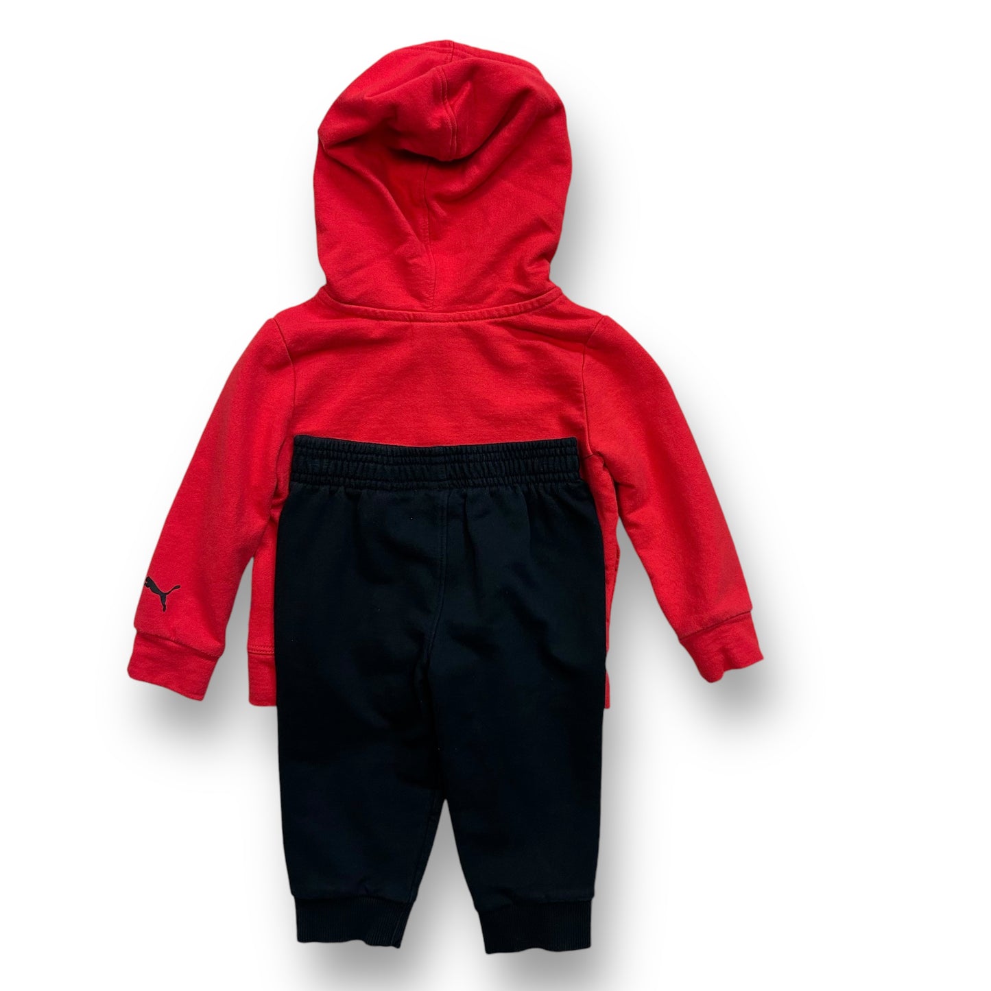 Boys Size 18 Months Outfit Black and Red Hoodie and Sweatpants Set