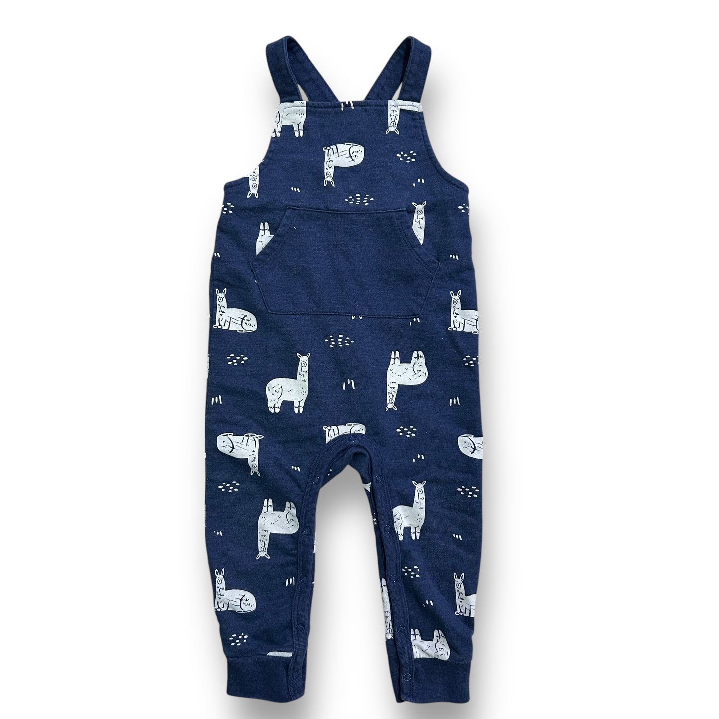 Cat & Jack Boys Size 18 Months Romper Navy Blue Llama Overalls