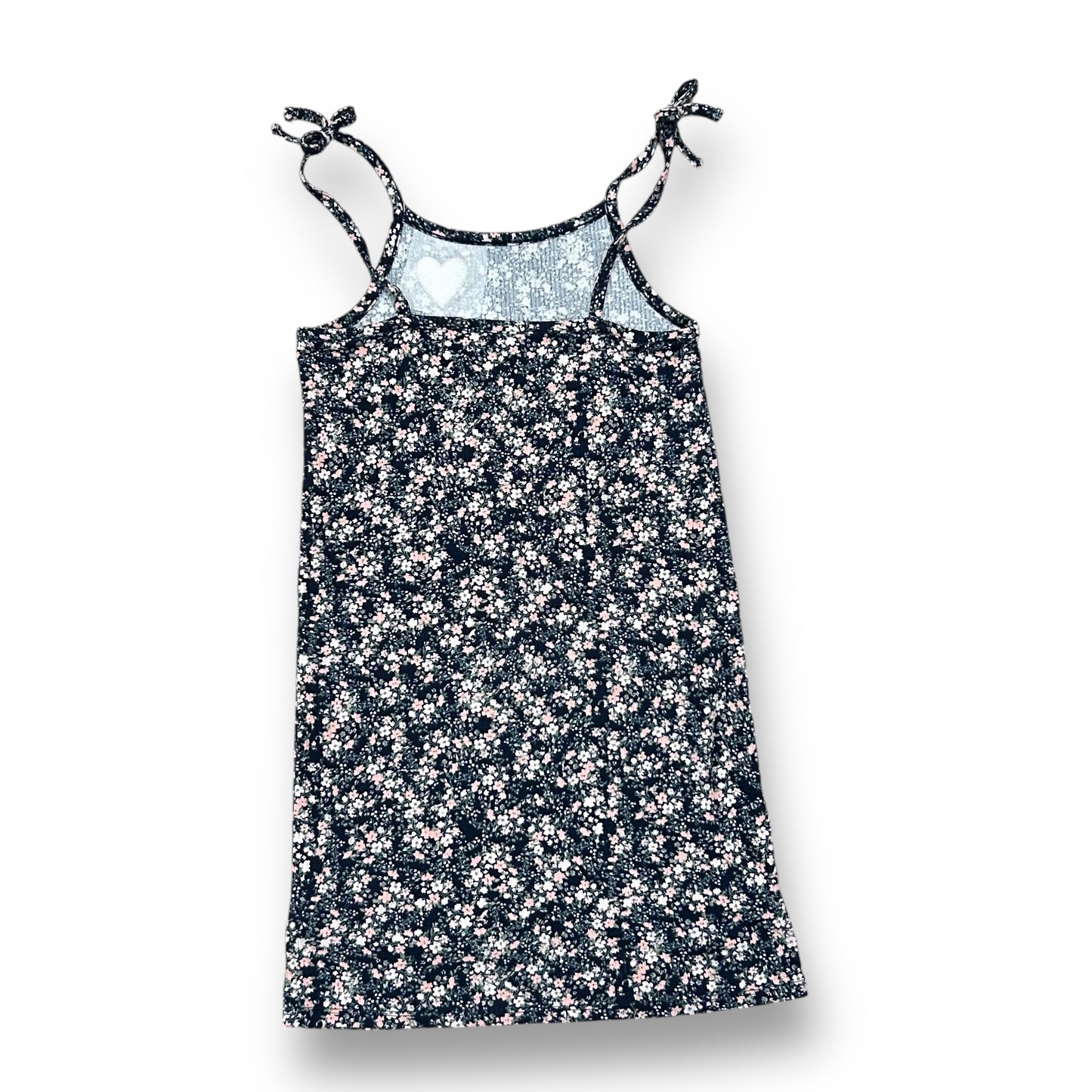 Epic Threads Girls Size 7 Dress Navy Blue Floral Ribbed Spaghetti Strap Sundress