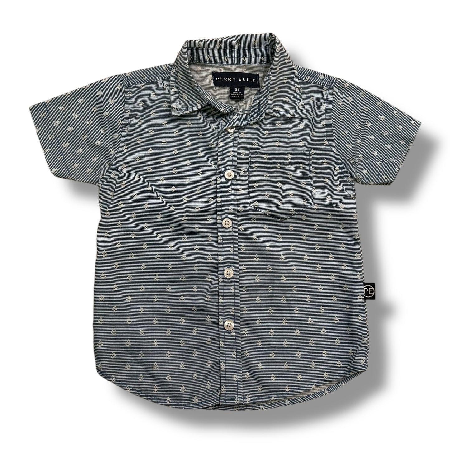 Perry Ellis Boys Size 3T Button Up Collared Dress Shirt