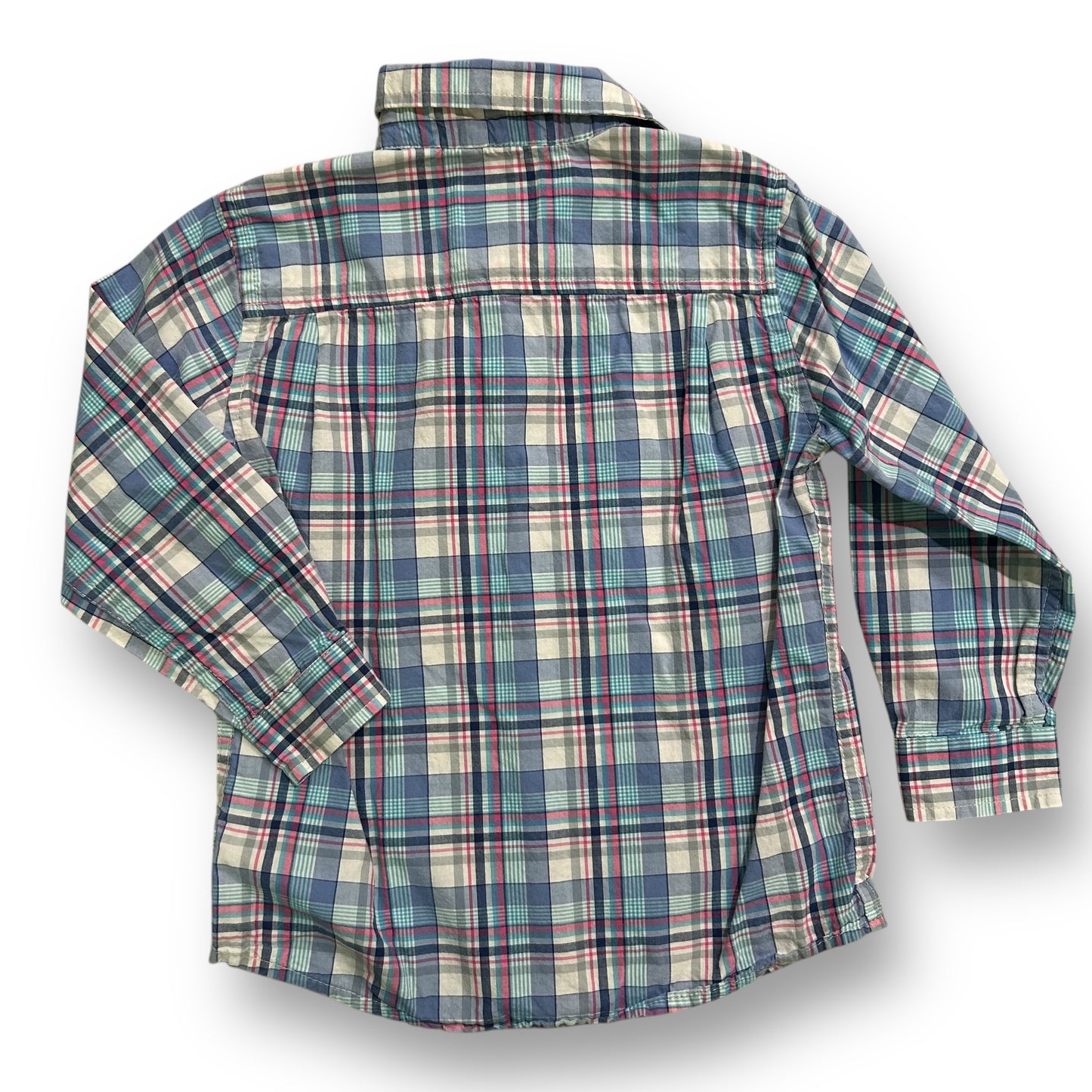 Children's Place Boys Size 4T Long Sleeve Blue Plaid Button Down Shirt