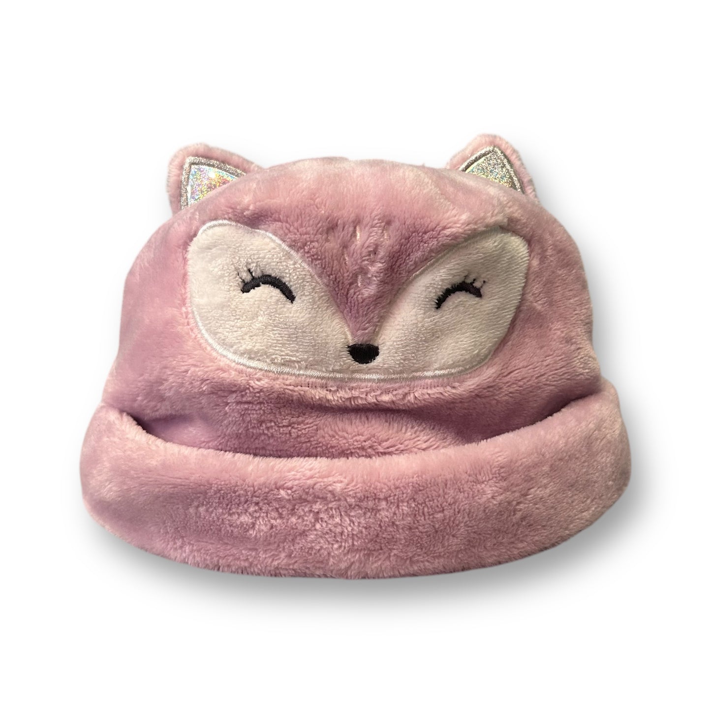 Carter's Baby Girl Winter Hat Size 0-9 Months Pink Fox Faux Fur Lined Beanie