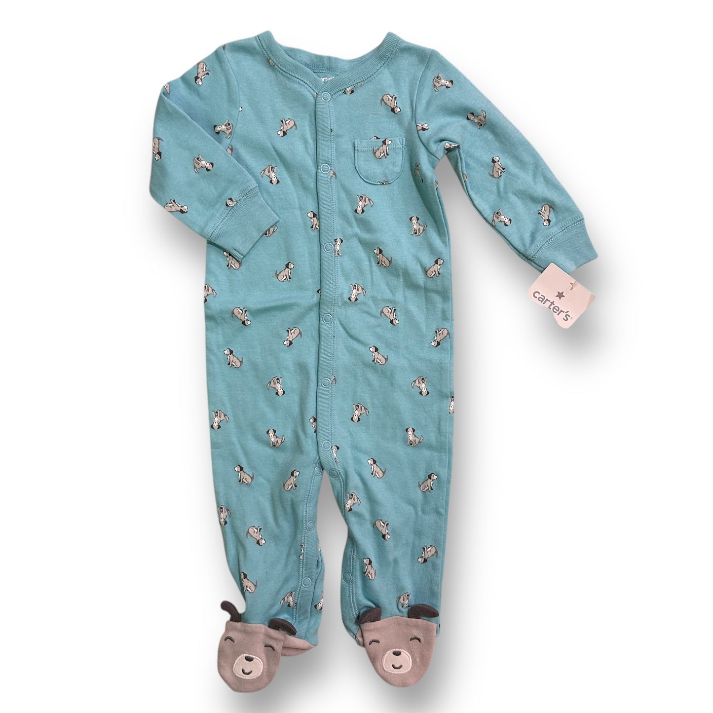 NEW! Carter's Baby Boy Size 9 Months Blue Romper Snap-Up Puppy One Piece