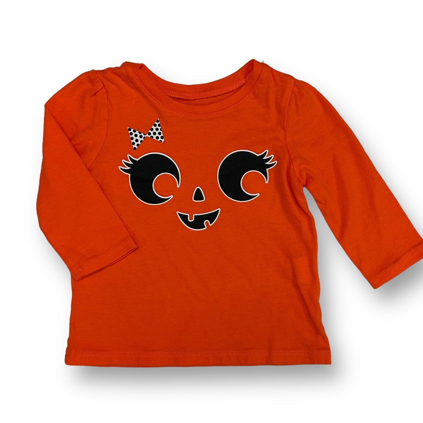 Girls Size 6-9 Months Glow in the Dark Orange Halloween Pumpkin Shirt
