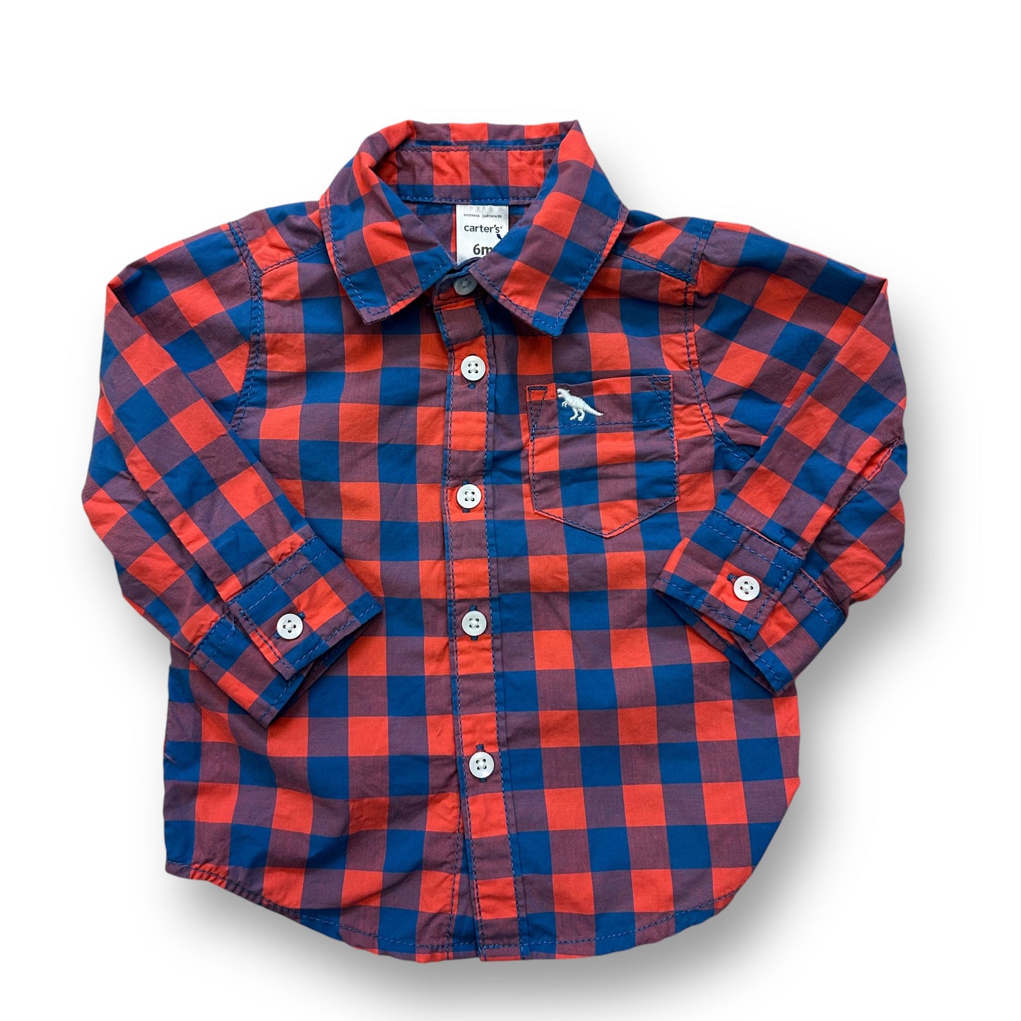 Carter's Size 6 Months Boys Long Sleeve Checkered Button Up Shirt
