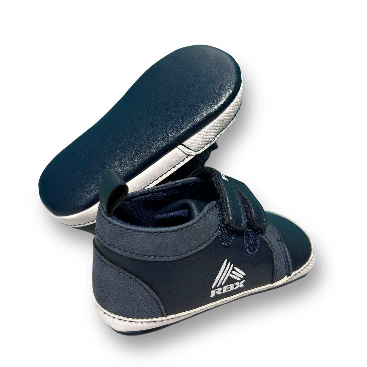 Toddler Boy Soft Sole Sneakers Size 4 Navy Blue Slip On Faux Leather Casual Shoe