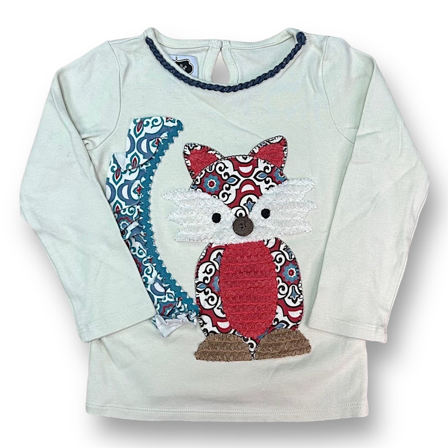 Mudpie Boutique Girls Size 4T Long Sleeve Fox Shirt