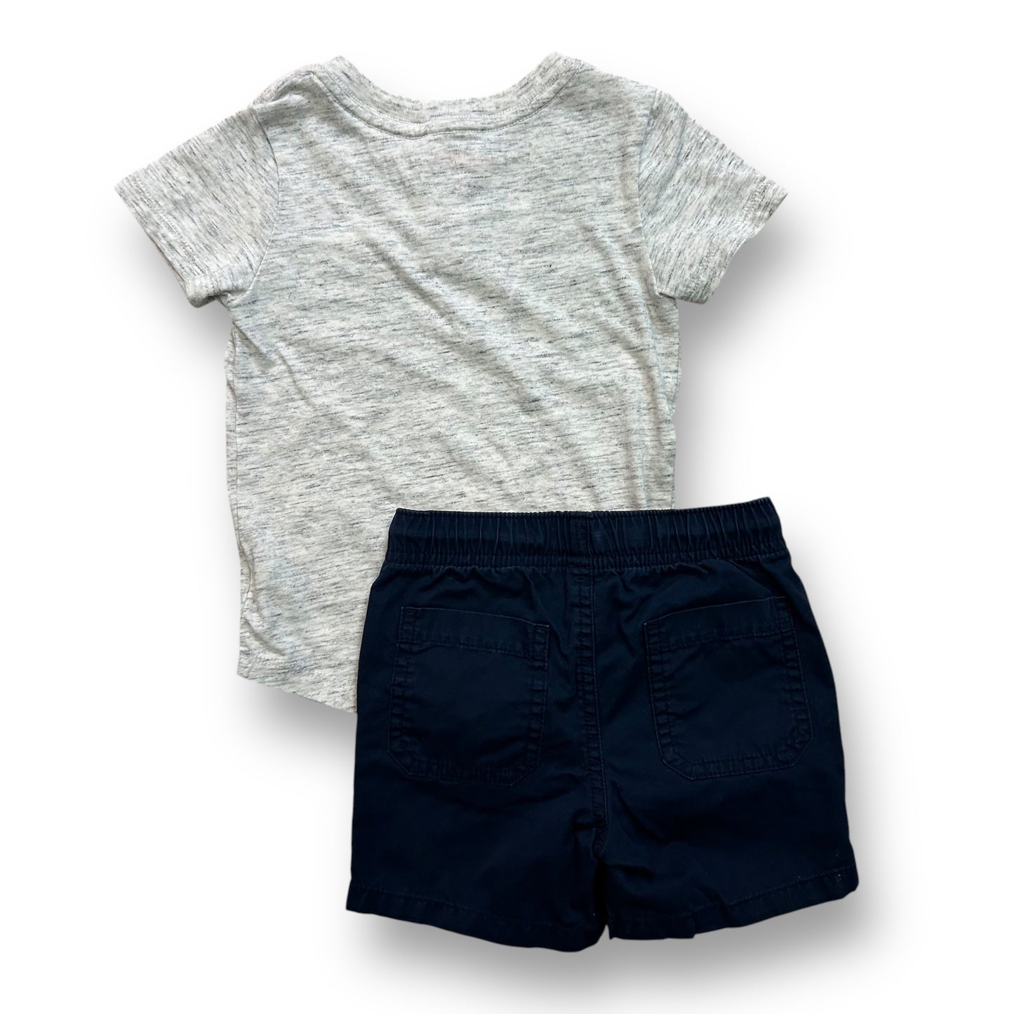 Cat & Jack Boys Size 18 Months Outfit Gray Henley Shirt and Navy Shorts Set