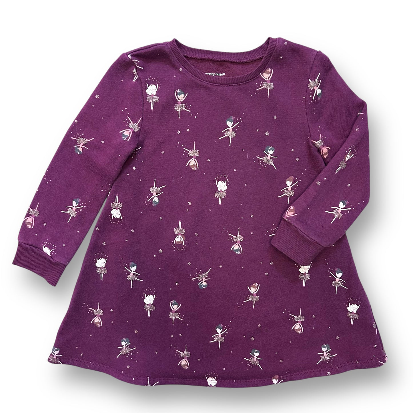 Jumping Beans Girls Size 4T Purple Plum Ballerinas Long Sleeve Dress