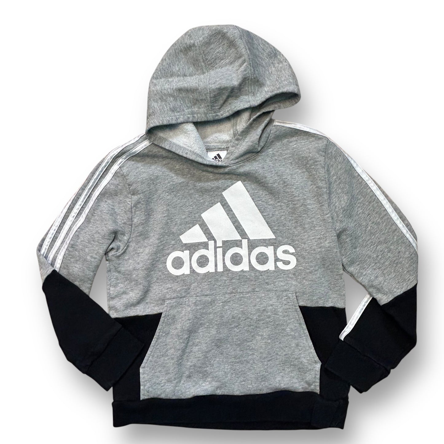 Adidas Youth Size 10/12 Boys Hoodie YMD Light Gray Classic Logo Sweatshirt