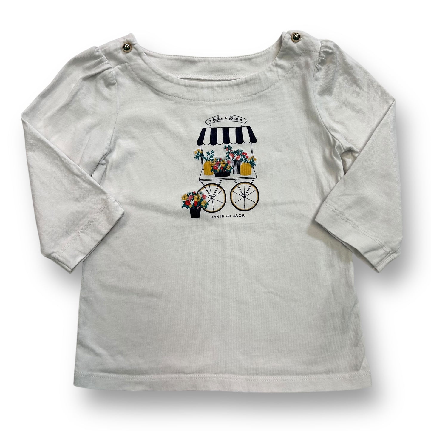Janie and Jack Girls Size 4 Long Sleeves White Top