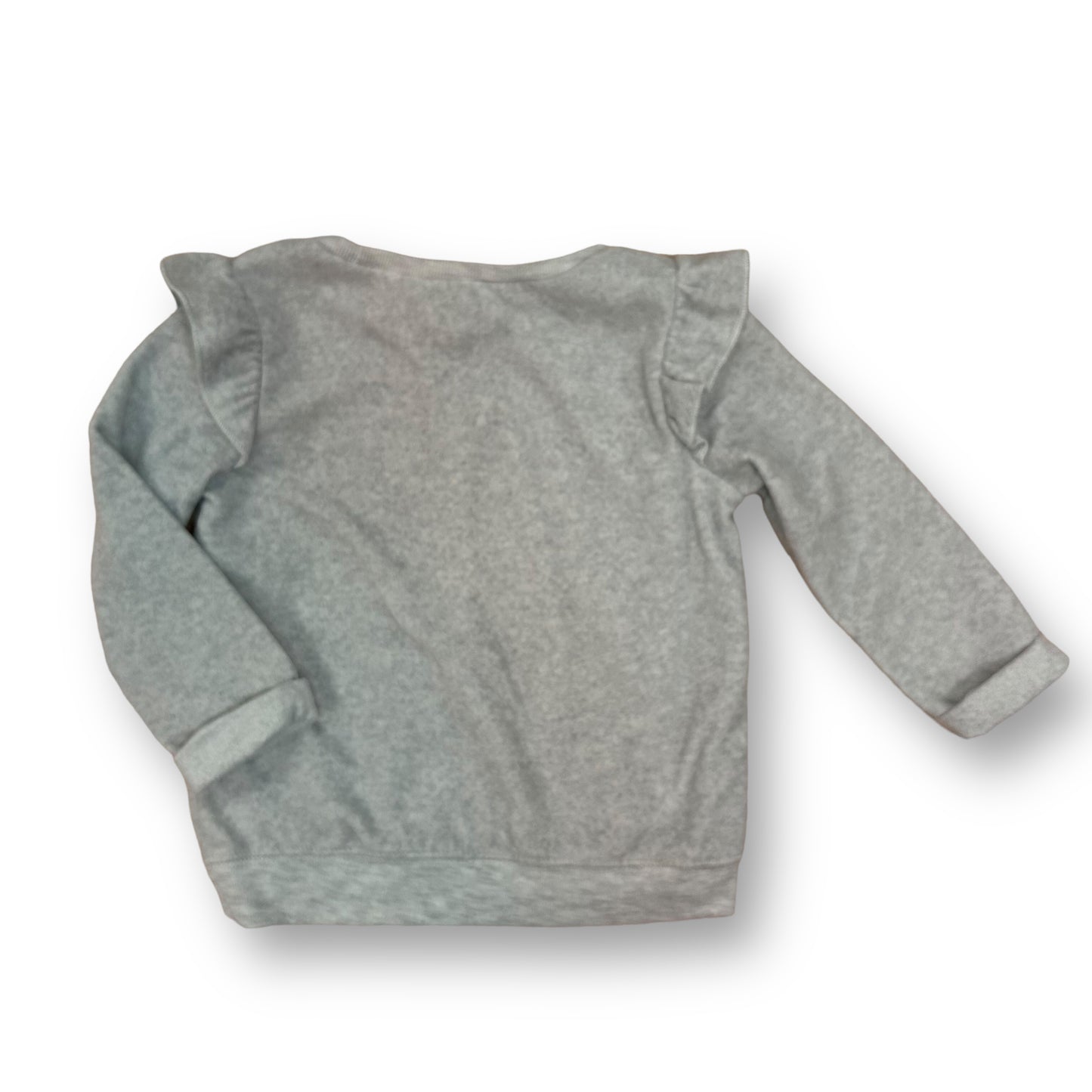 Toddler Girls Size 18 Months Soft Gray Pullover Fox Print Ruffled Sweatshirt