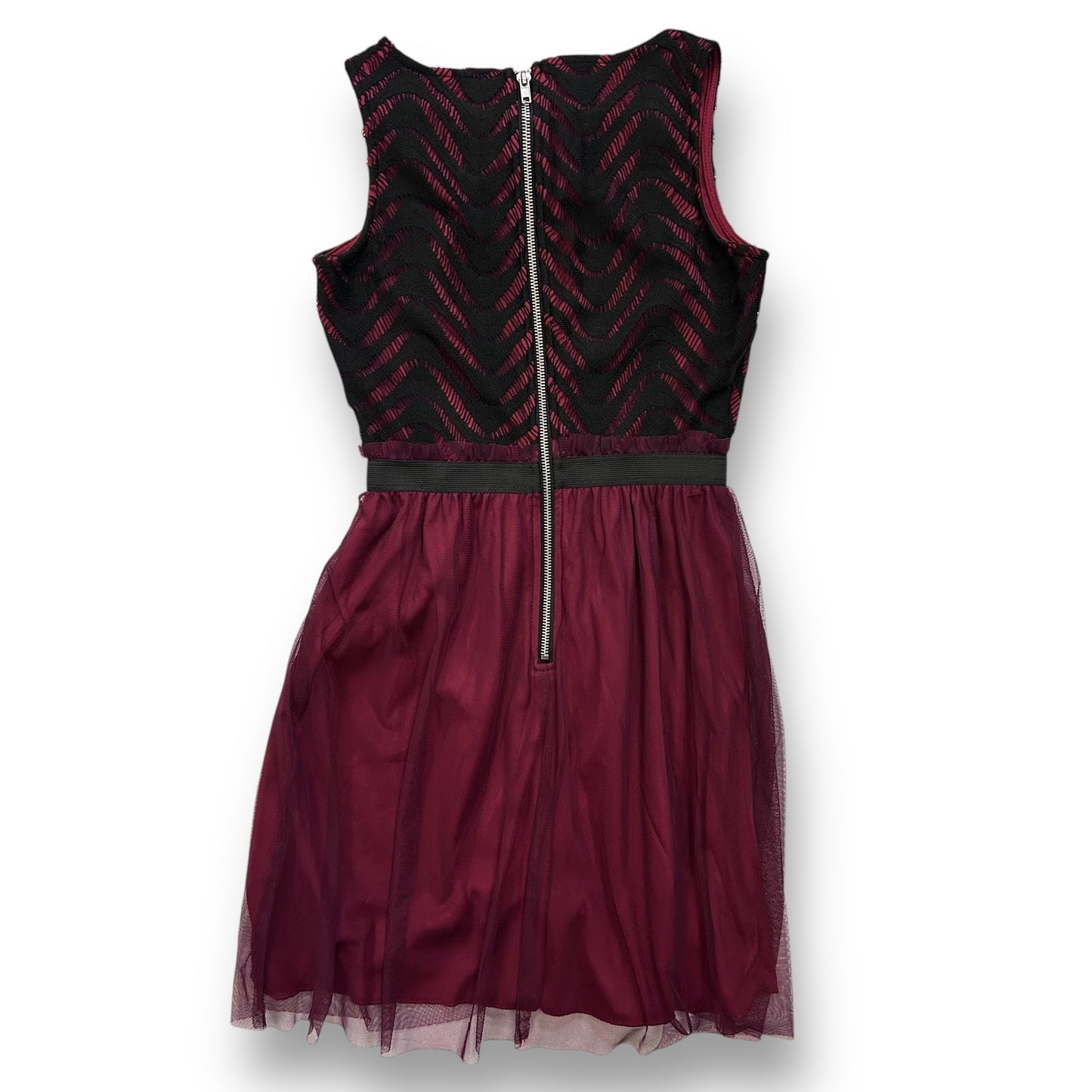 Girls Size 10/12 Youth Formal Sleeveless Dress Black & Maroon with Tulle Bottom