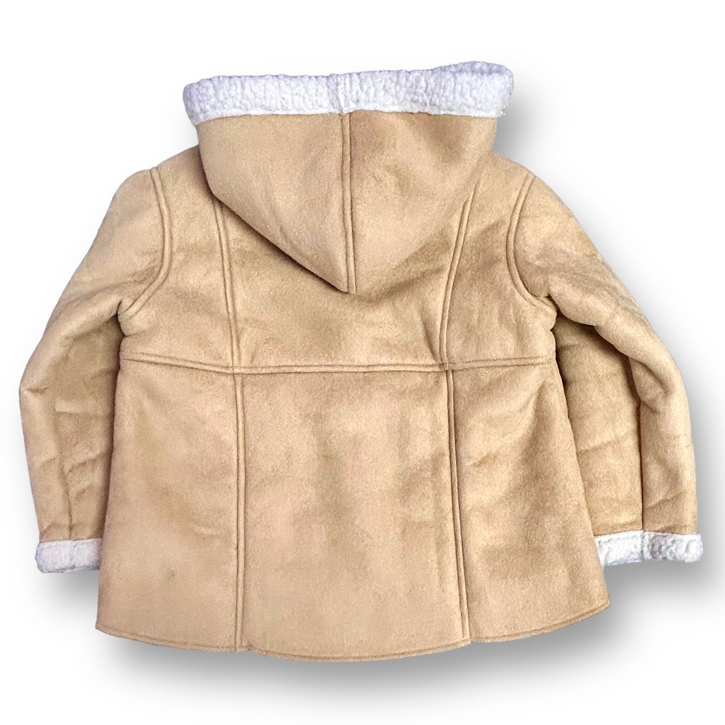 Girls 4T Brown Suede Coat 7 For All Mankind Sherpa Lined Full Zip Hooded Jacket