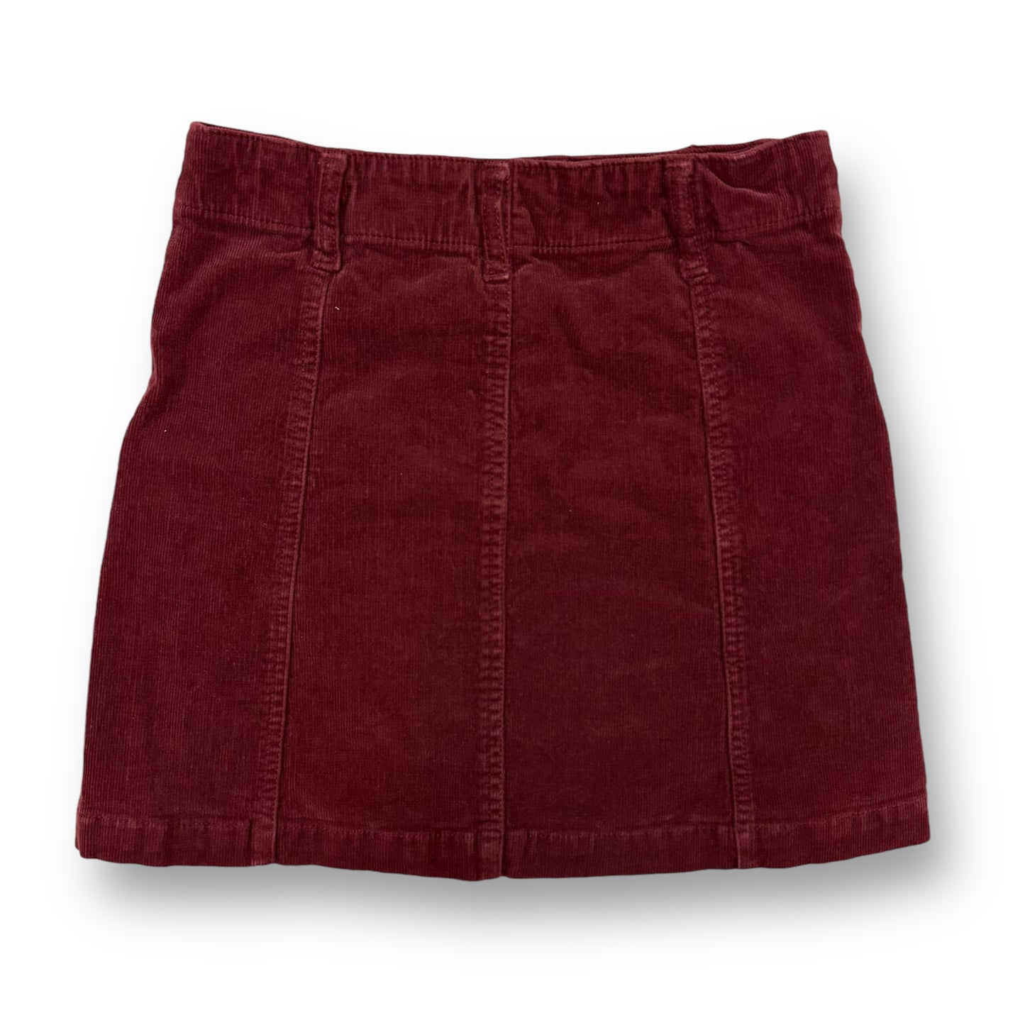 Women's Corduroy Skirt H&M Size Small Burgundy with Buttons & Adjustable Waist