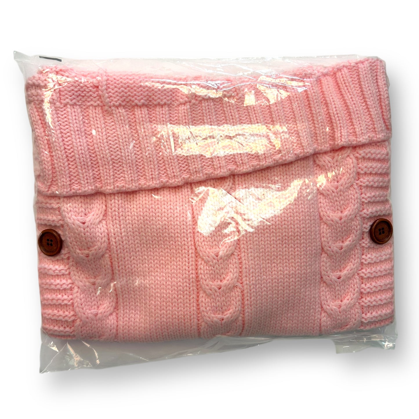 Baby Girl Pink Knit Sweater Blanket with Buttons and Hood