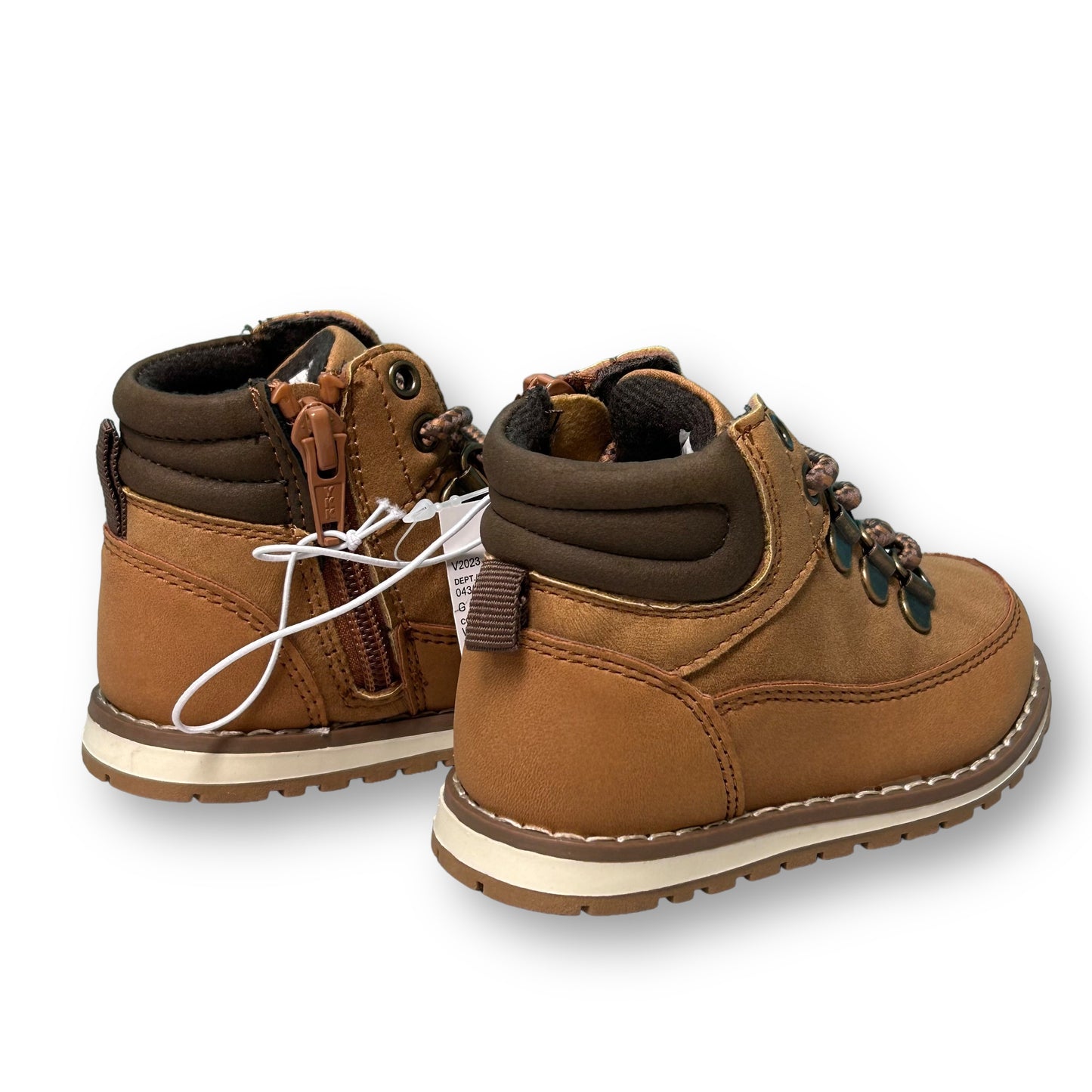 NEW! Children's Place Boots Boys Size 5 Toddler, Side Zip Pull On Brown Leather