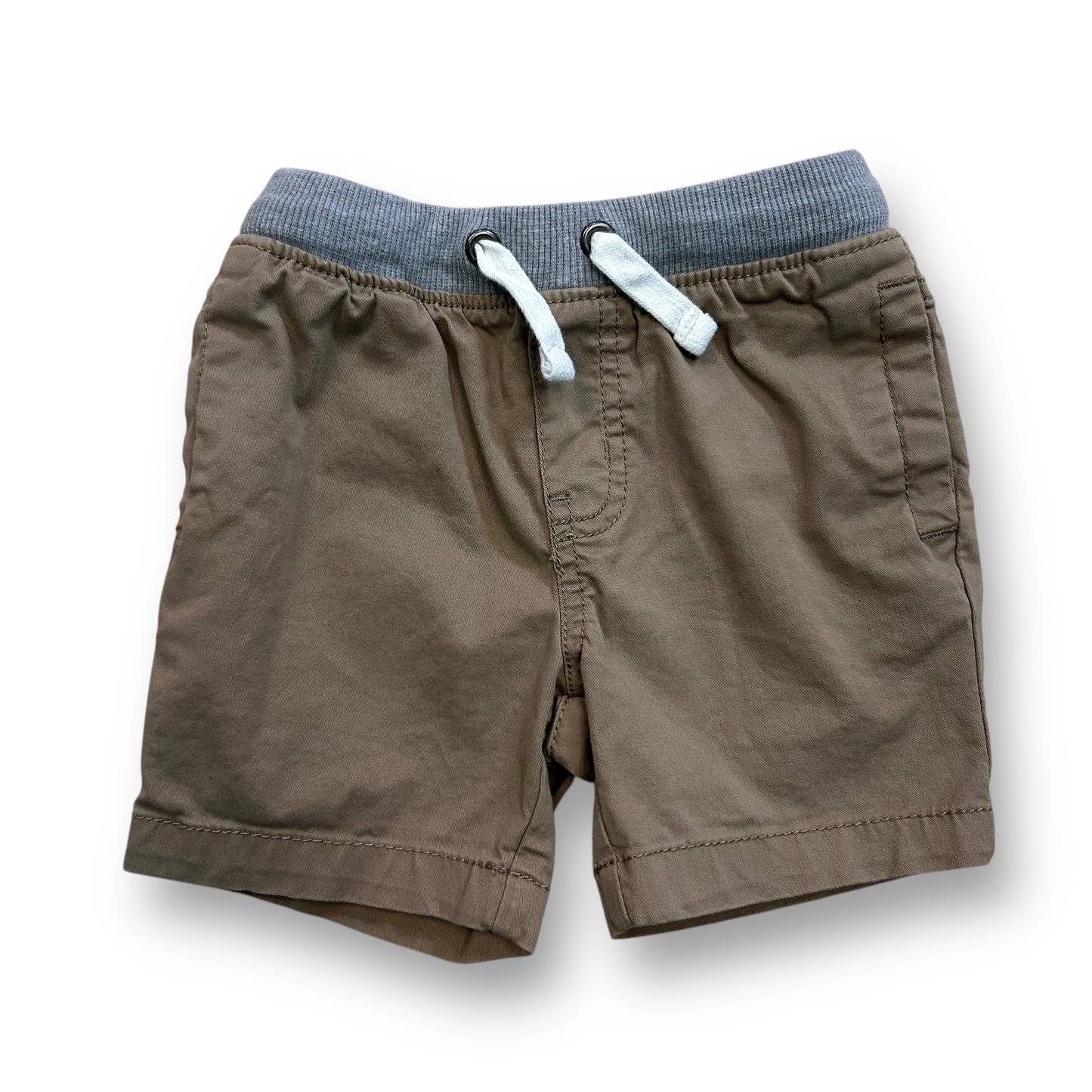 Boys Size 18 Months Brown Khaki Elastic Waistband Pull On Cotton Shorts