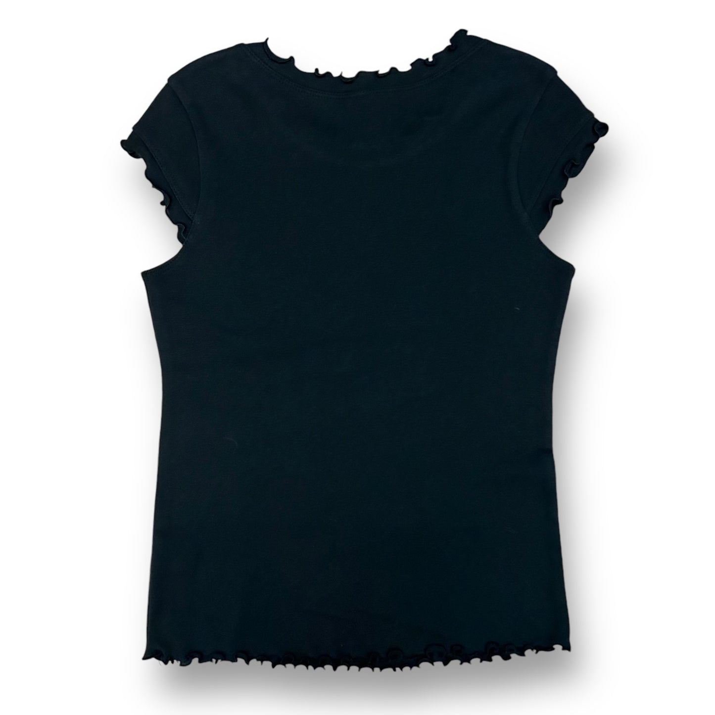 Girls Size 7/8 Black Birthday Shirt Short Flutter Sleeve Top