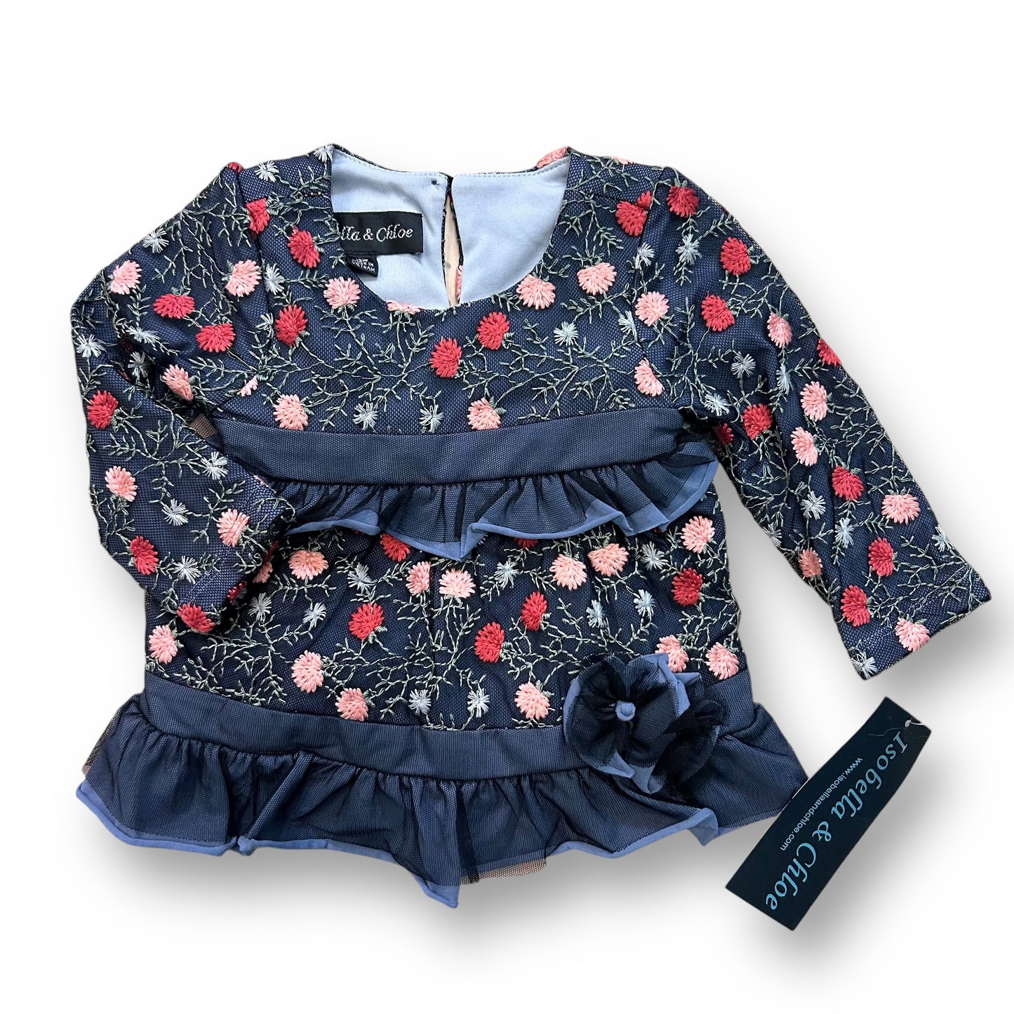 NEW! Isobella & Chloe Baby Girl Size 12 Months Embroidered Boutique Blouse