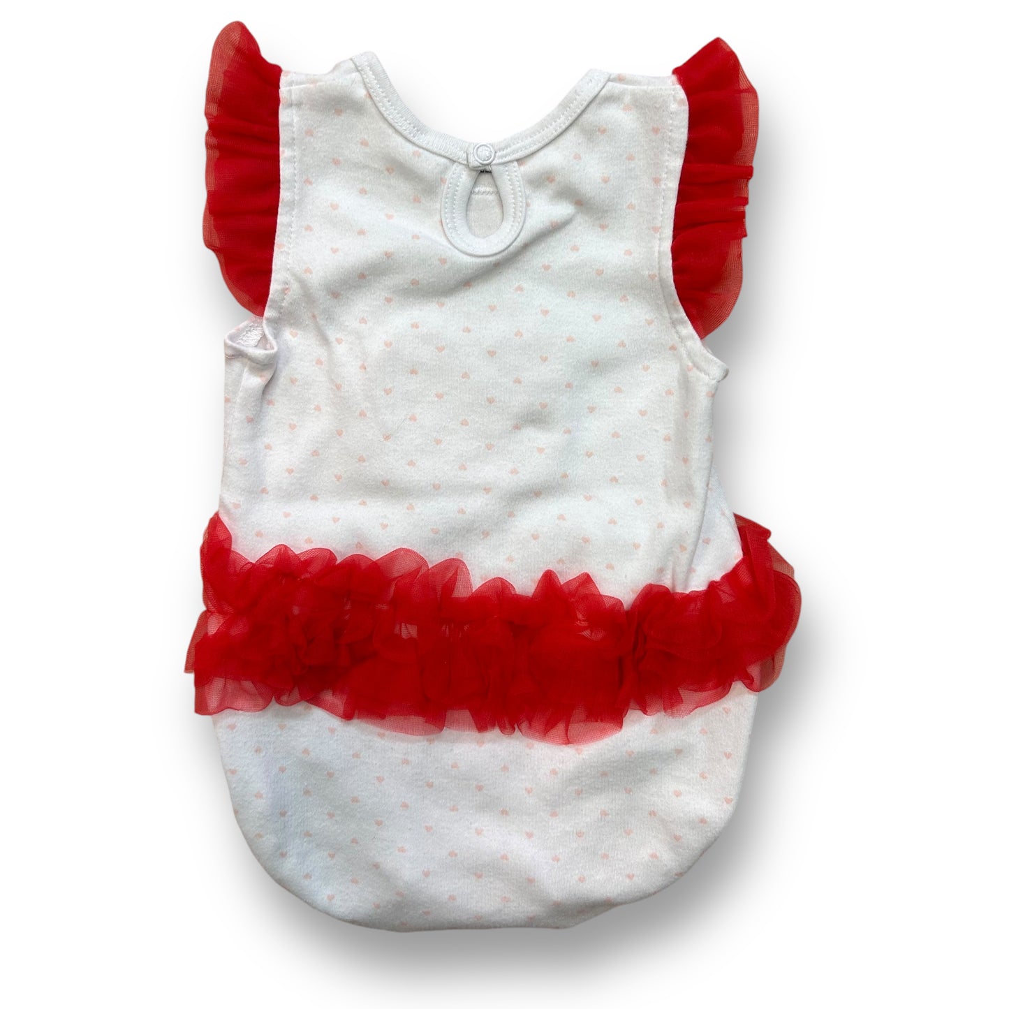 Baby Girl Valentines Day Romper Size 6-9 Months Red Heart Tulle Ruffle One-Piece